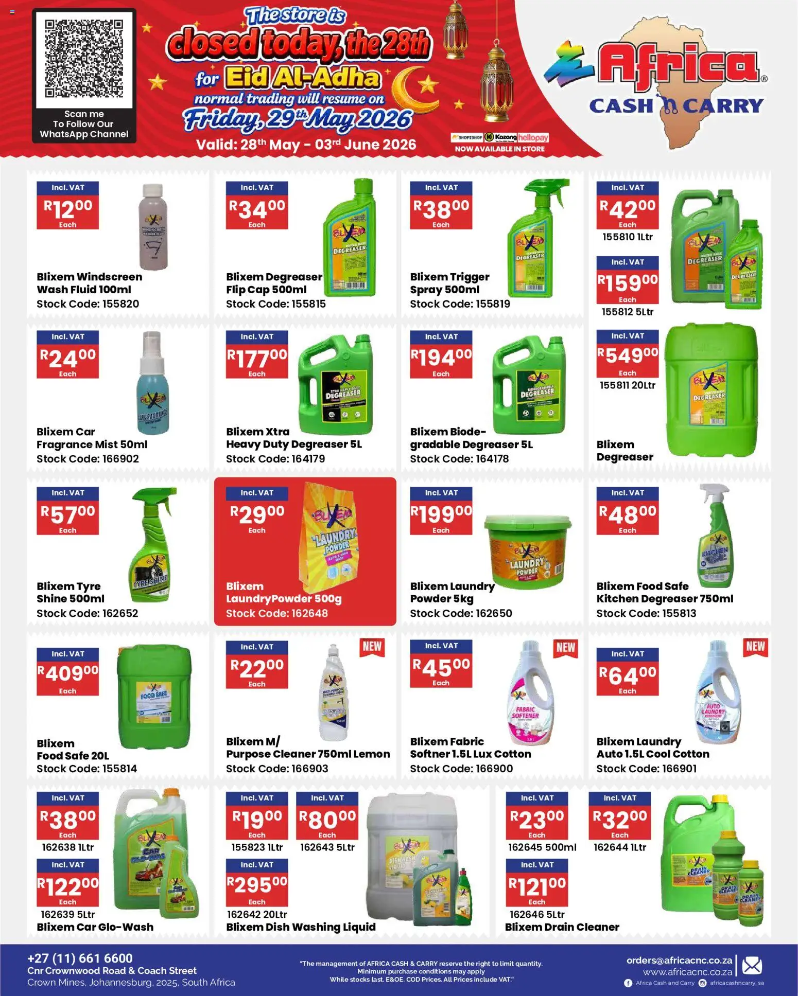 New Africa Cash & Carry catalogue – valid from 28.05.2026 | Page: 45 | Products: Softner, Fragrance, Powder, Stock