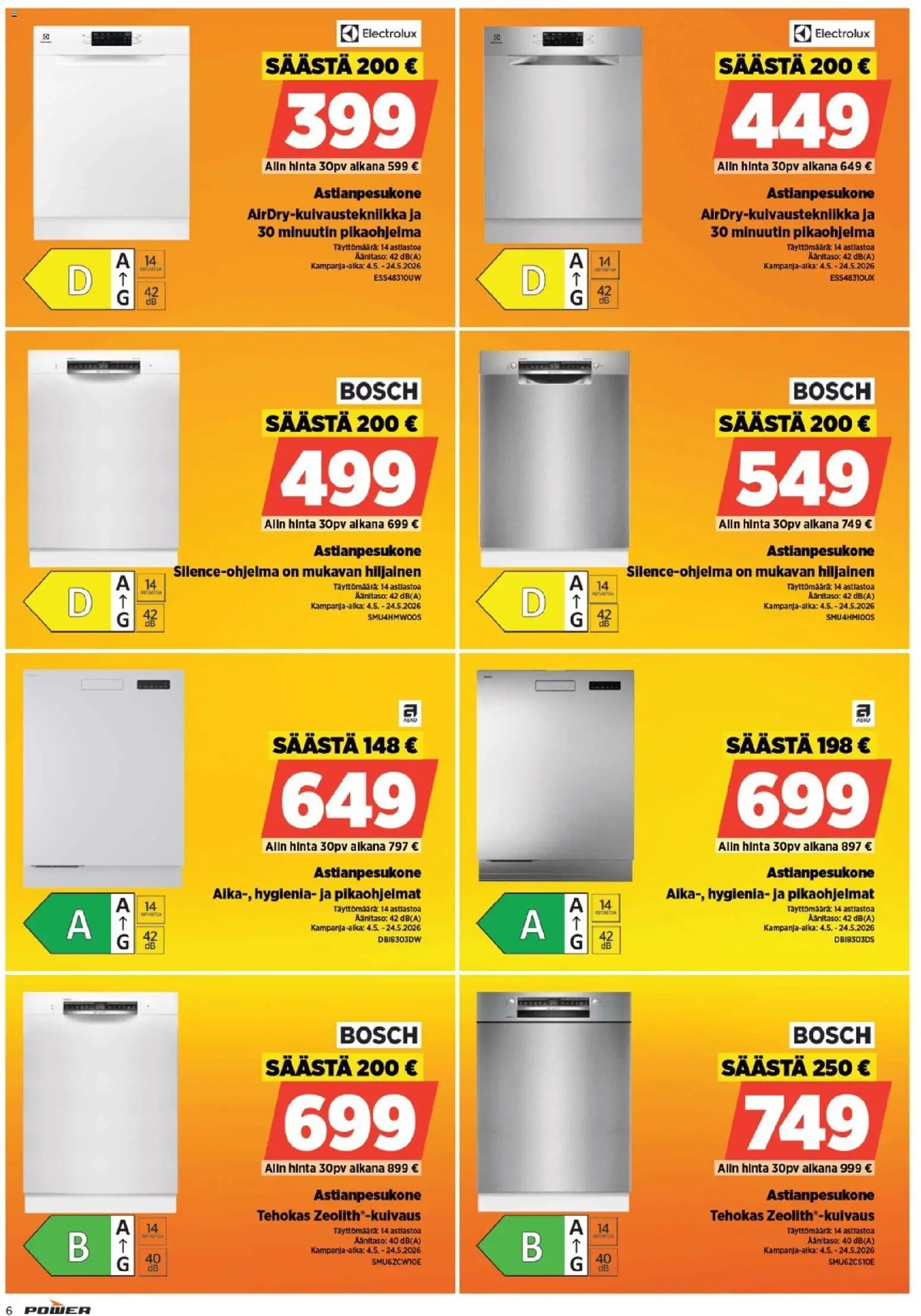 Power tarjoukset – voimassa 18.05.2026 alkaen | Sivu: 6 | Tuotteet: Astianpesukone