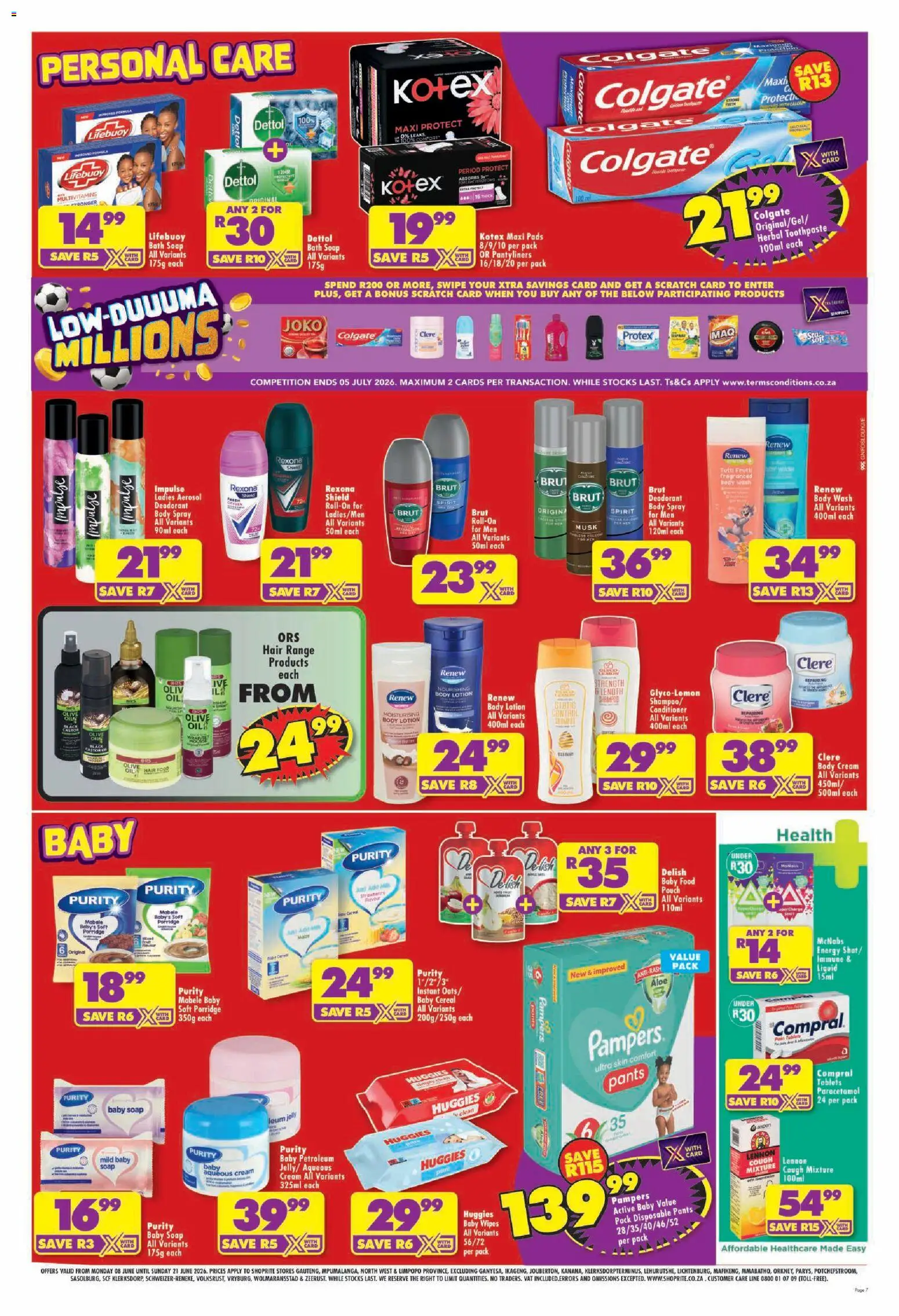 New Shoprite catalogue – valid from 08.06.2026 | Page: 7 | Products: Bath, Oats, Cream, Baby food