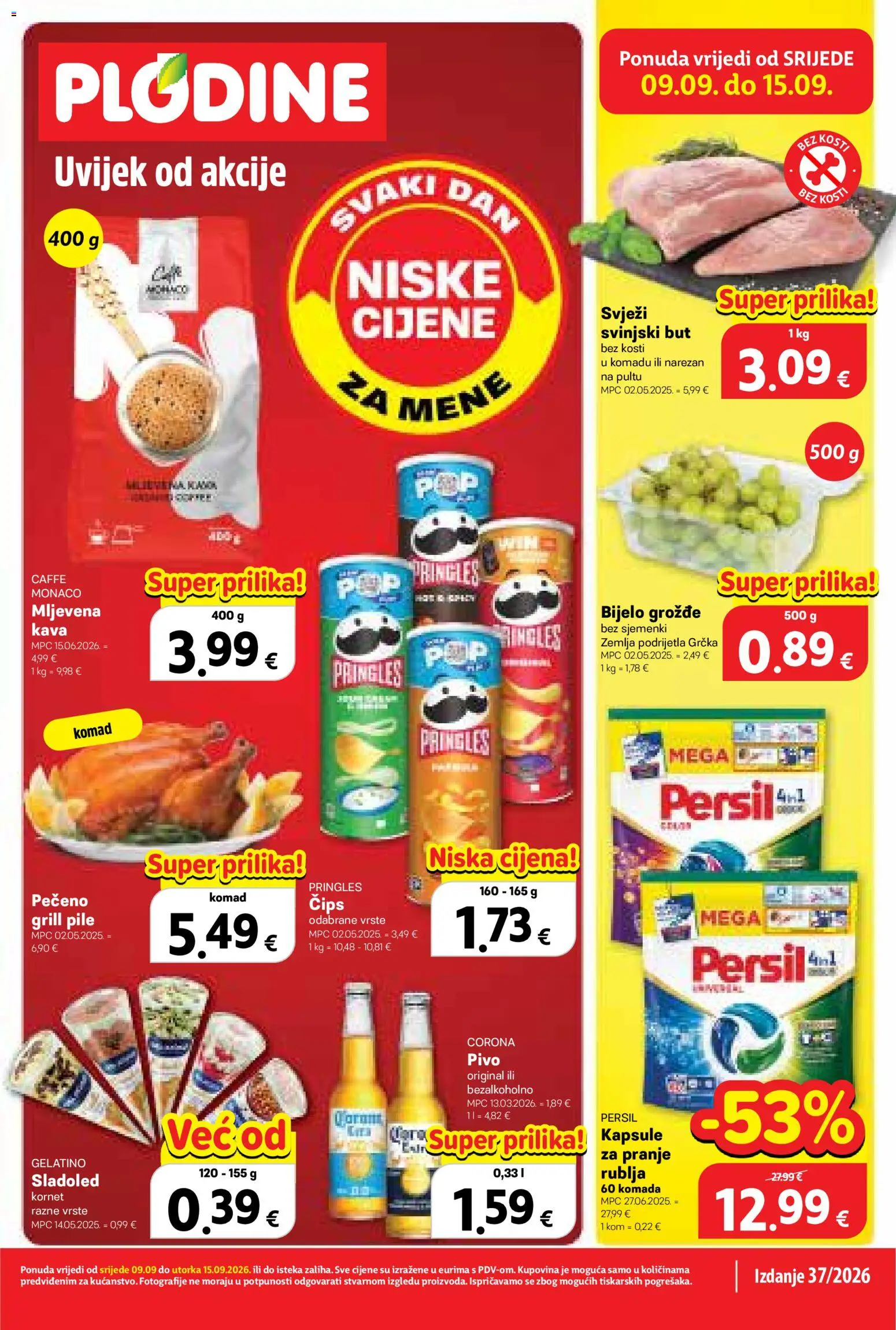 Plodine katalog | vrijedi od 09.09.2026 | Stranica: 1 | Proizvodi: Zemlja, Pečeno, Pivo, Grožđe