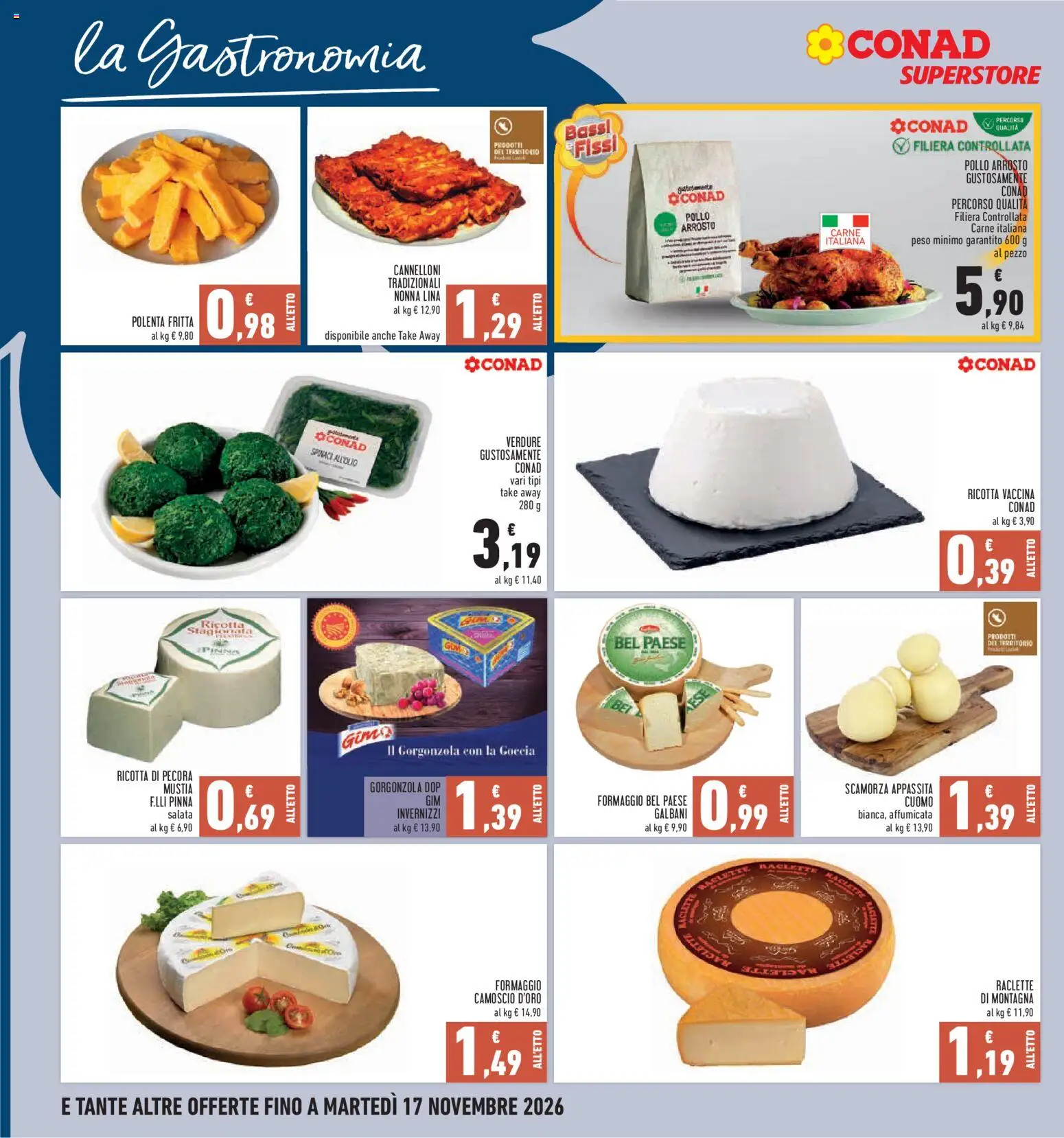 Volantino Conad del 05/11/2026 | Pagina: 12 | Prodotti: Arrosto, Carne, Ricotta di pecora, Formaggio raclette