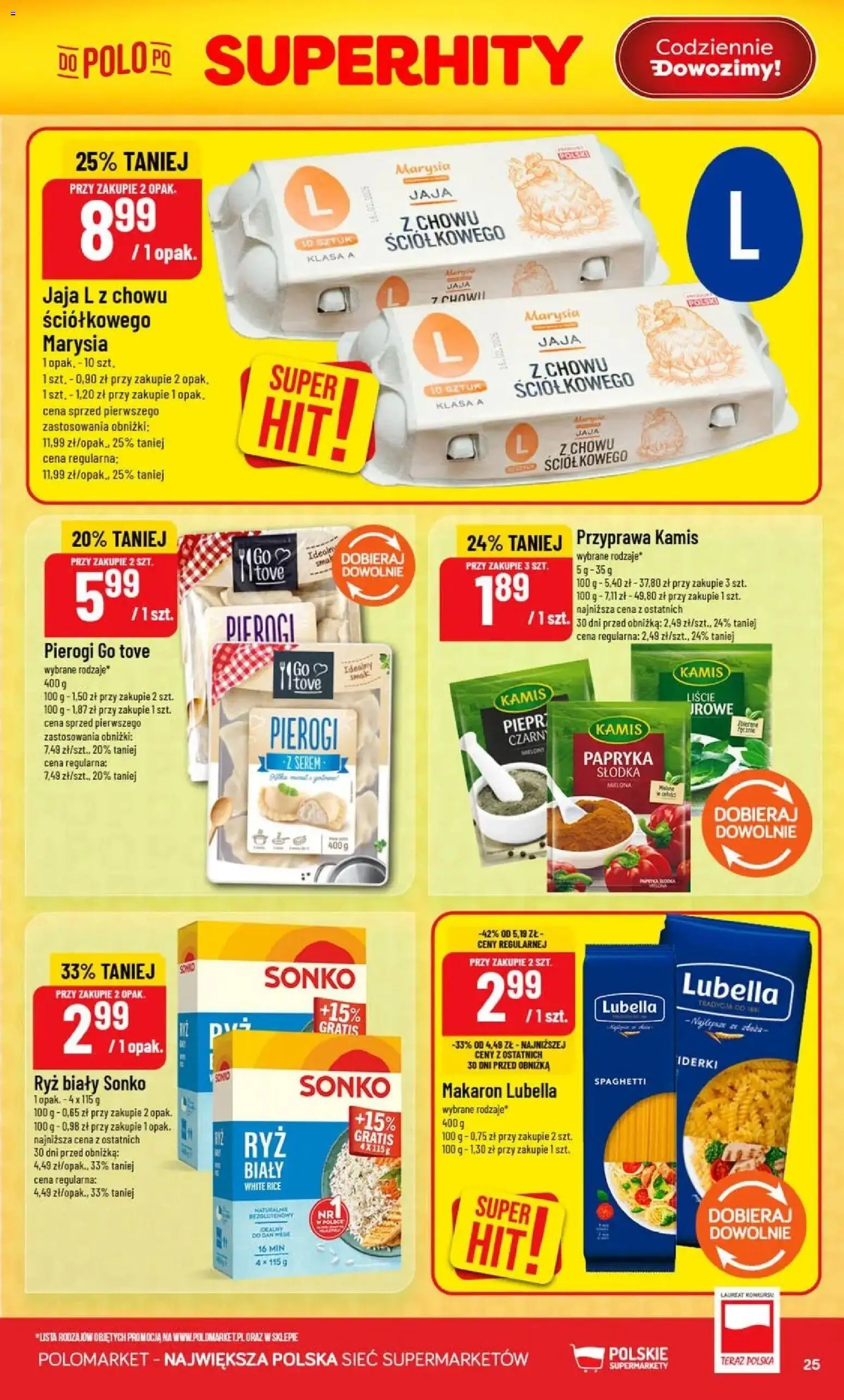Nowa POLOmarket gazetka od jutra 26.08.2026 | Strona: 25 | Produkty: Serem, Pierogi, Ryż, Makaron