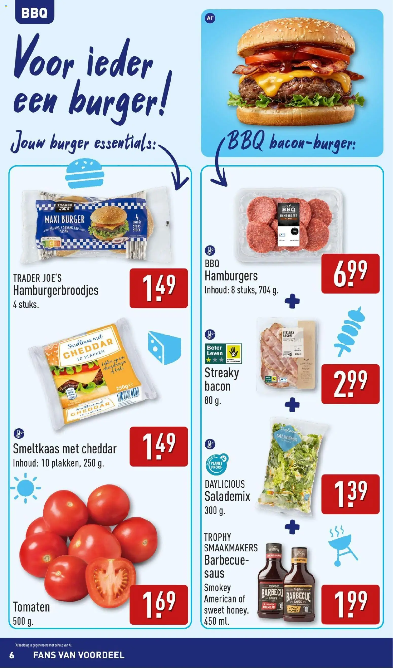 {H1} | Pagina: 6 | Producten: Cheeseburger, Cheddar, Saus, Sesamzaad