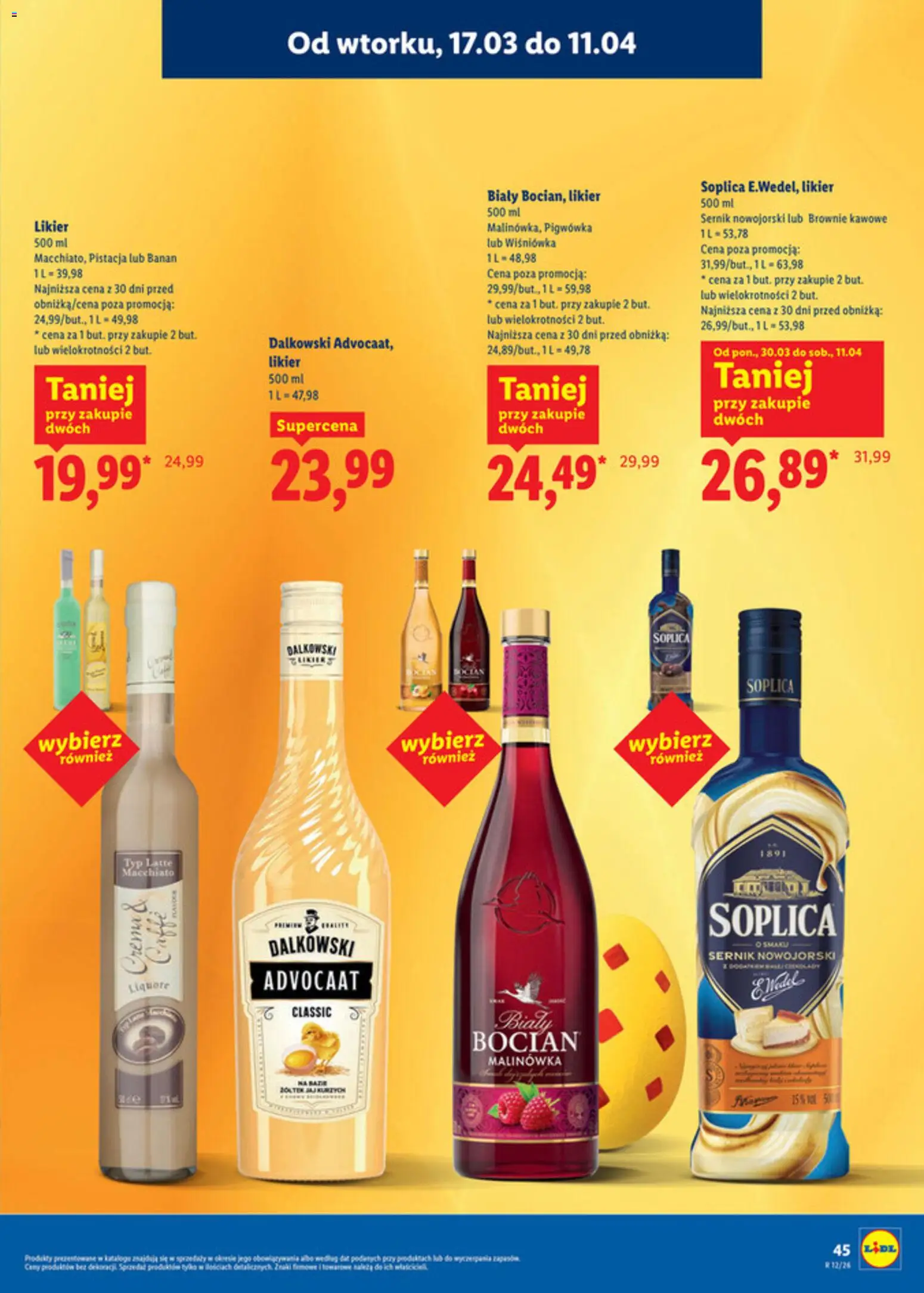 Lidl Katalog alkoholi mocnych i win od 17.03.2026 | Strona: 46 | Produkty: Brownie, Banan