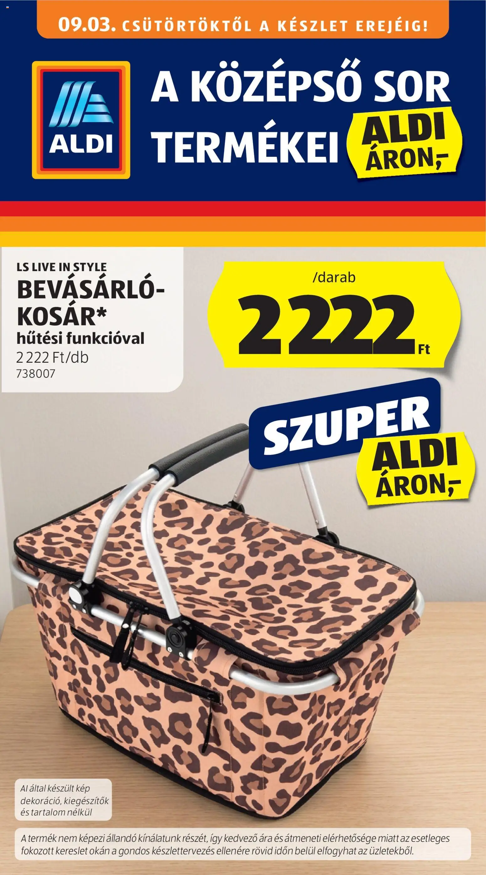 Aldi akciós ujság - amely érvényes a következő dátumtól: 2026.09.03. | Oldal: 1 | Termékek: Kosár, Sör