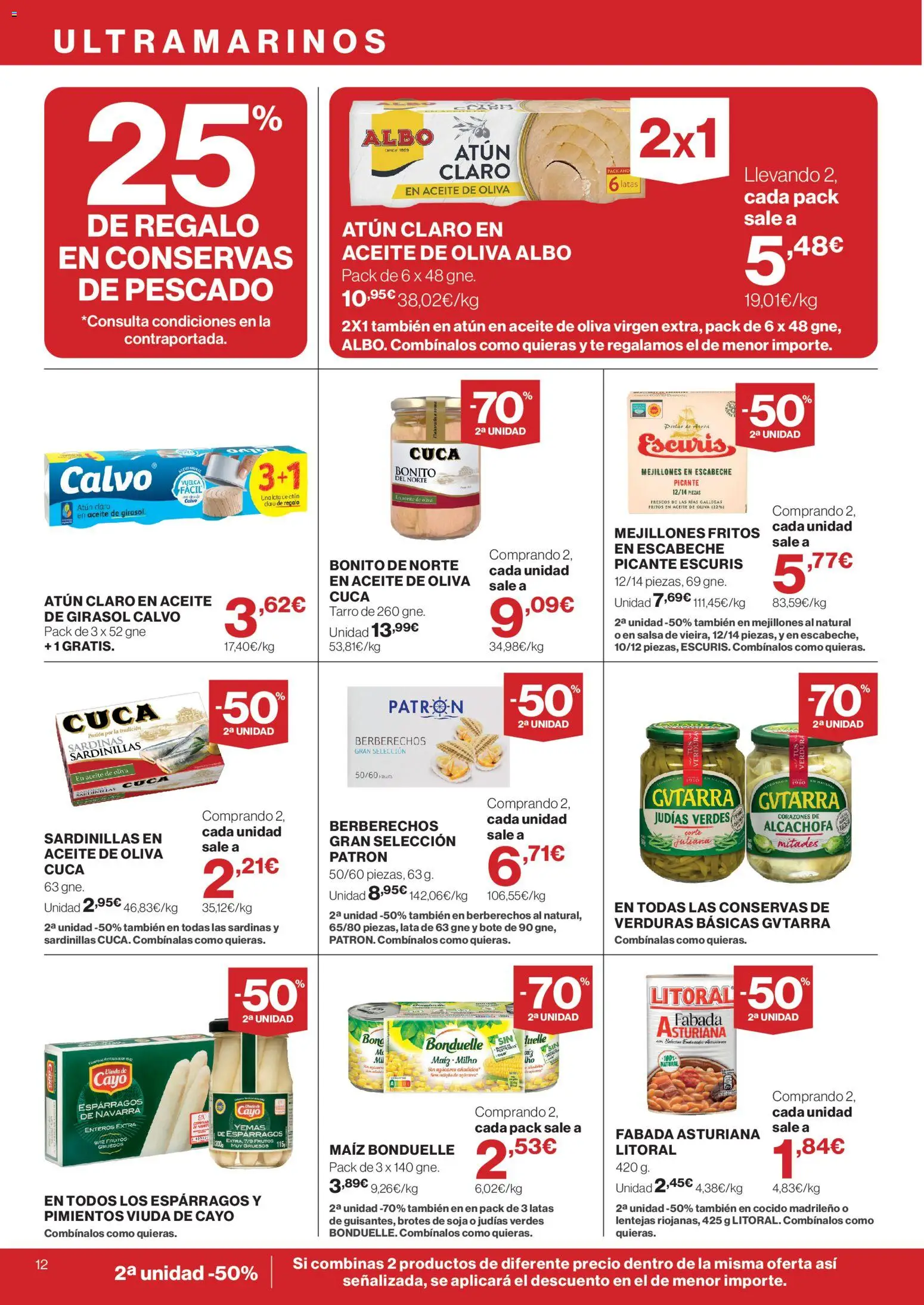 El Corte Inglés ofertas │ válido desde el 28/10/2026 | Página: 12 | Productos: Verduras, Conservas, Sardinillas, Aceite de oliva