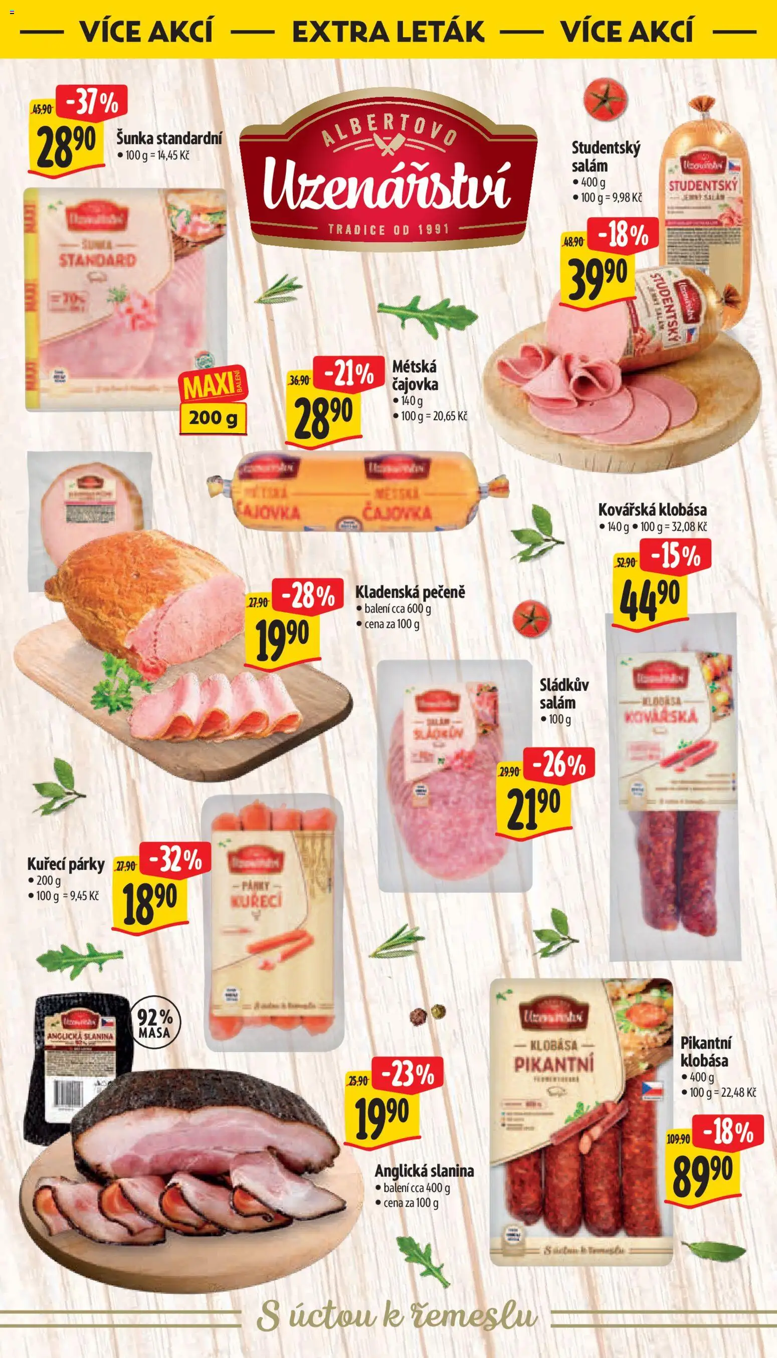 Albert leták - Supermarket od 15.04.2026 | Strana: 40 | Produkty: Šunka, Párky, Anglická slanina, Slanina