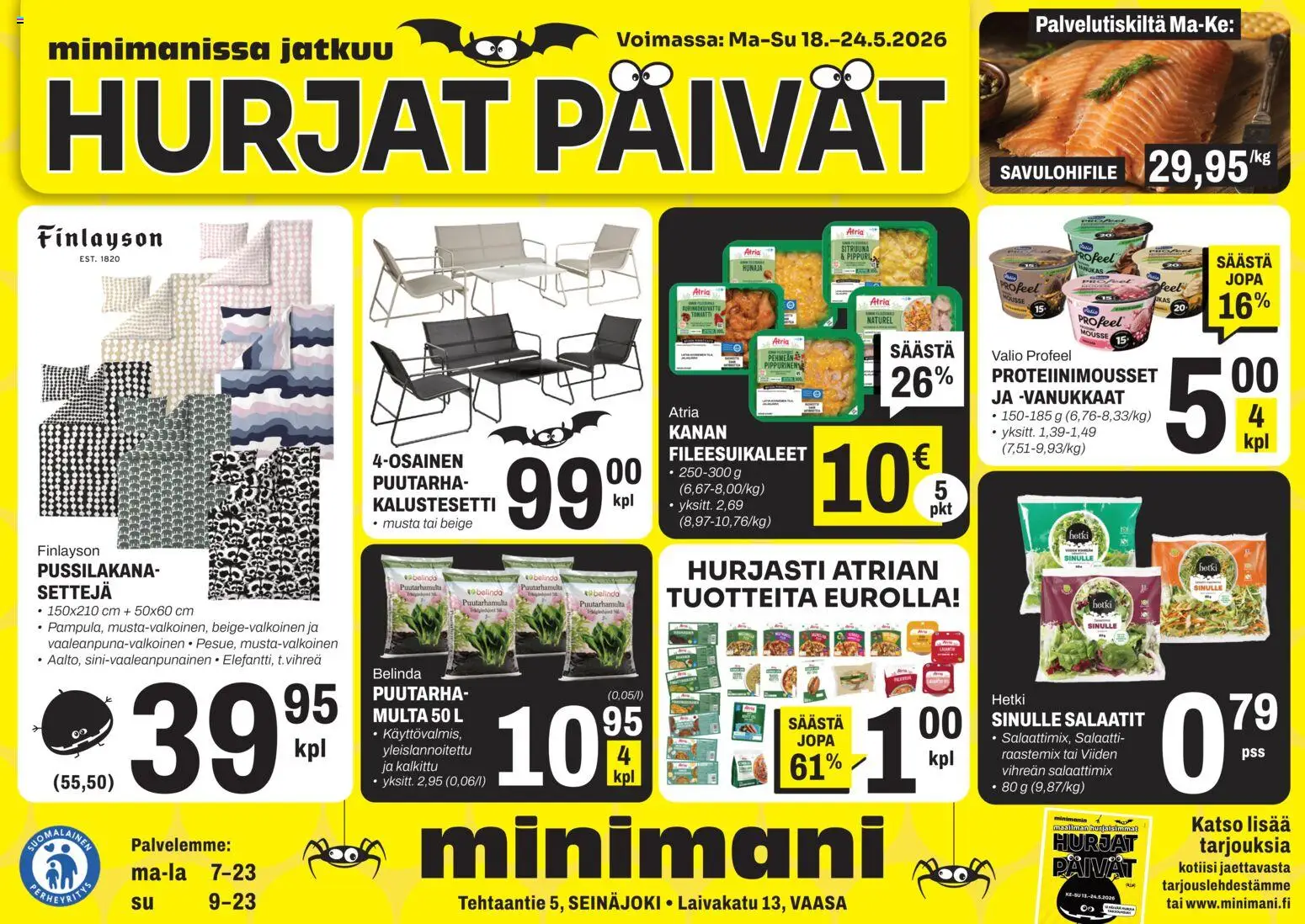 Minimani Tarjoukset - Seinäjoki – voimassa 18.05.2026 alkaen | Sivu: 1 | Tuotteet: Mousse, Multa, Pippuri, Salaatti