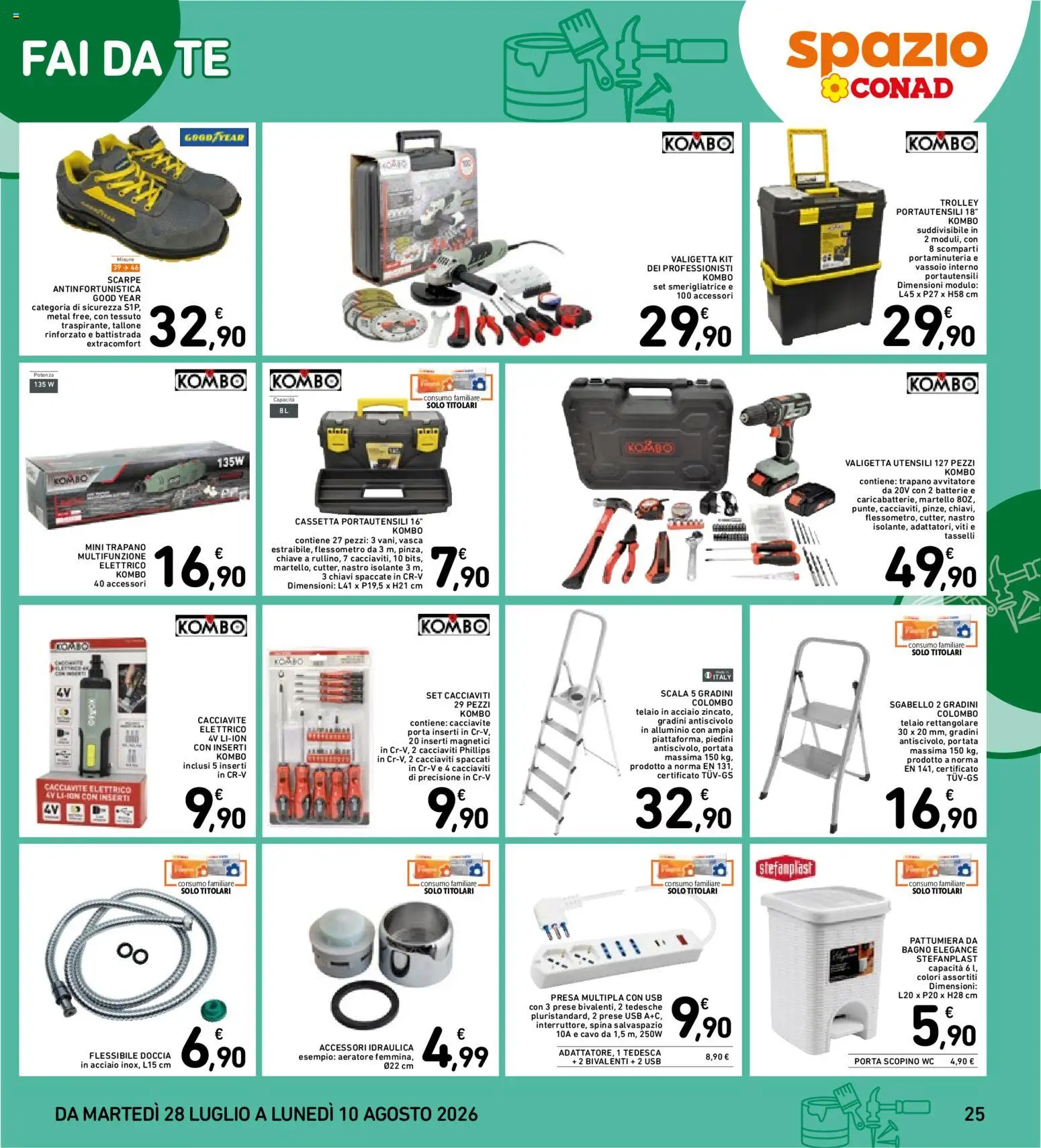 Volantino Spazio Conad del 28/07/2026 | Pagina: 25 | Prodotti: Tè, USB, Martello, Batterie