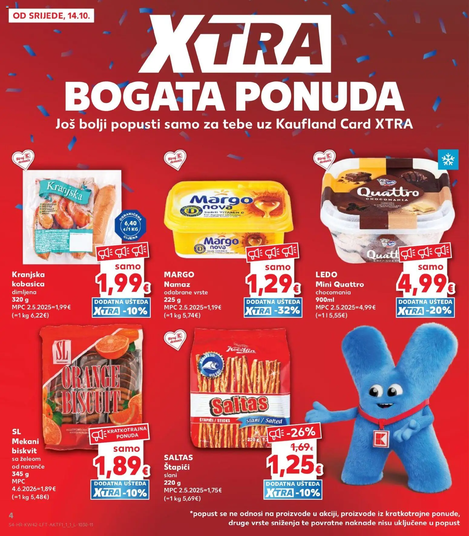 Kaufland katalog | vrijedi od 14.10.2026 | Stranica: 4 | Proizvodi: Naranče, Kranjska kobasica, Ledo, Štapići