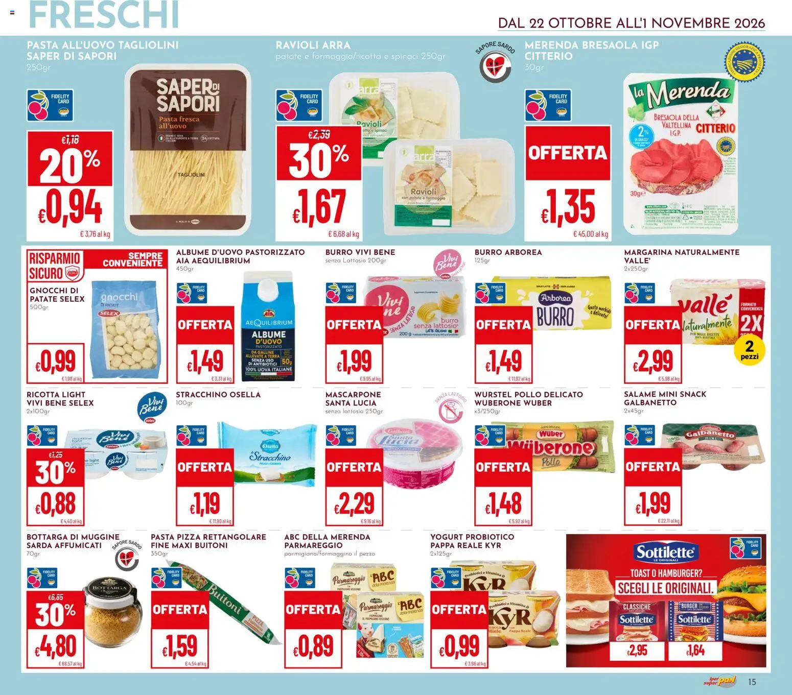 Volantino Pan del 22/10/2026 | Pagina: 15 | Prodotti: Pollo, Pasta, Stracchino, Hamburger