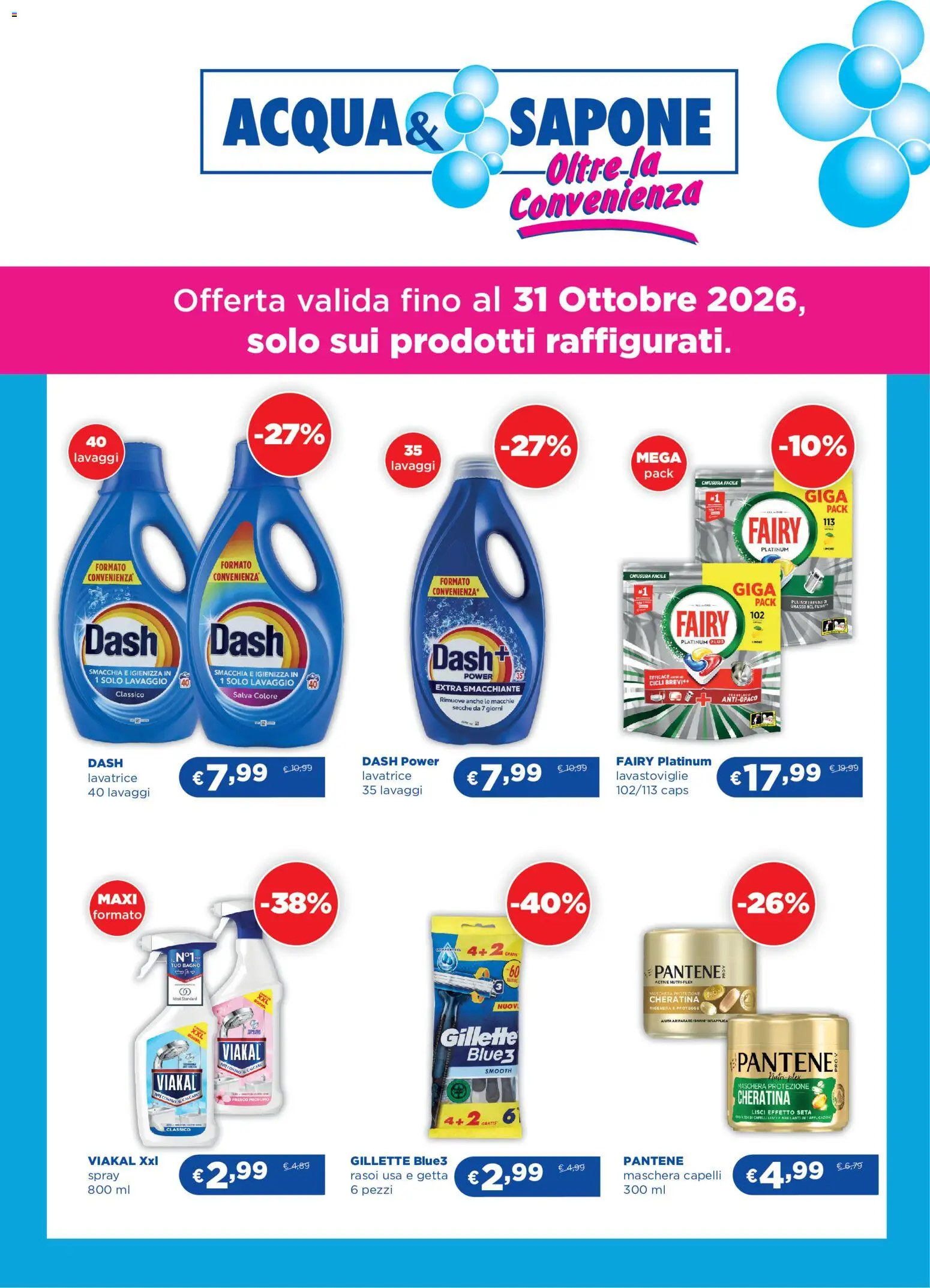 Volantino Acqua e Sapone del 01/10/2026 | Pagina: 1 | Prodotti: Maschera, Lavastoviglie, Bagno, Profumo