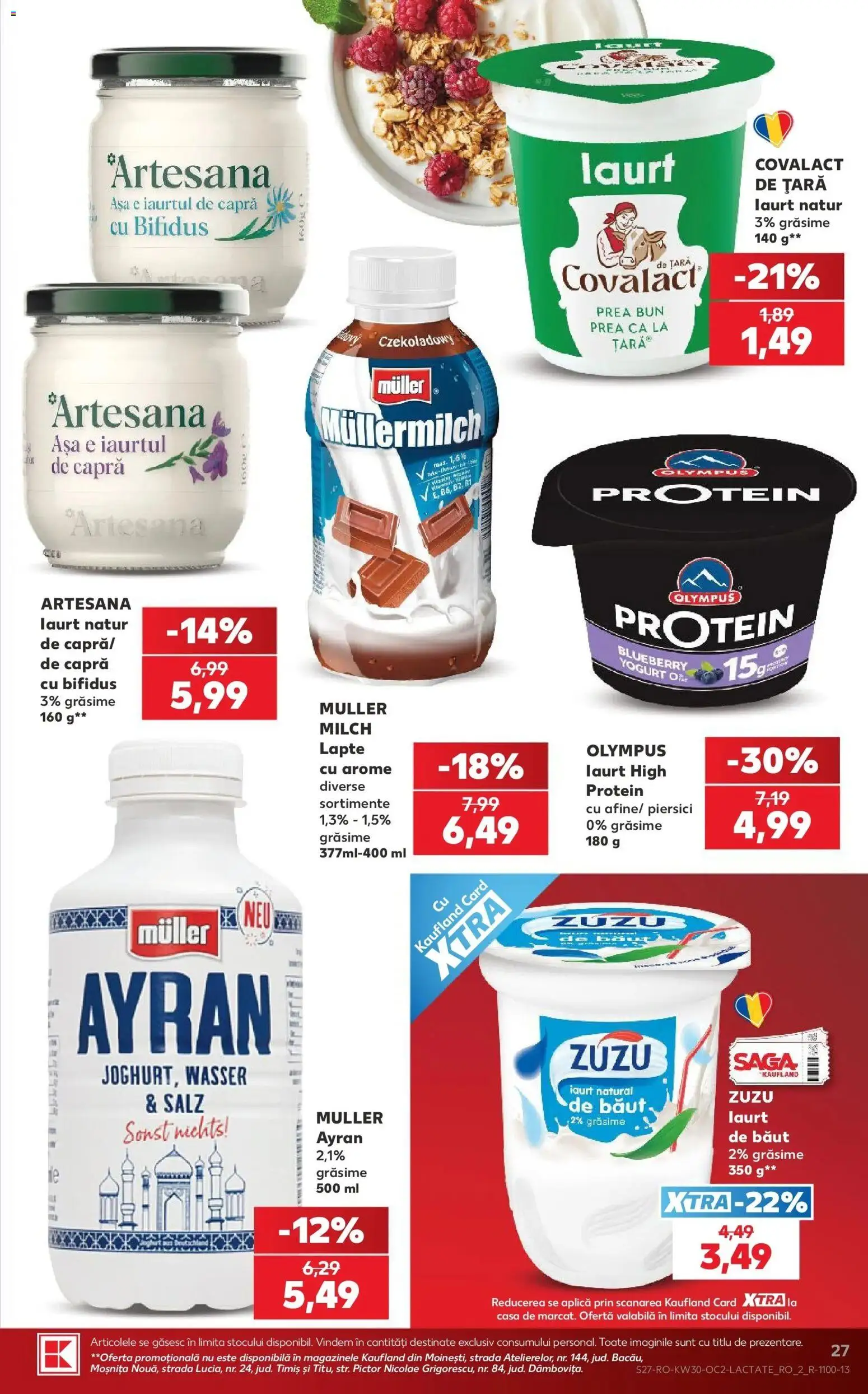 Noul catalog Kaufland – valabil de la 22.07.2026 | Pagină: 27 | Produse: Aplică, Covalact de tara, Lapte, Iaurt