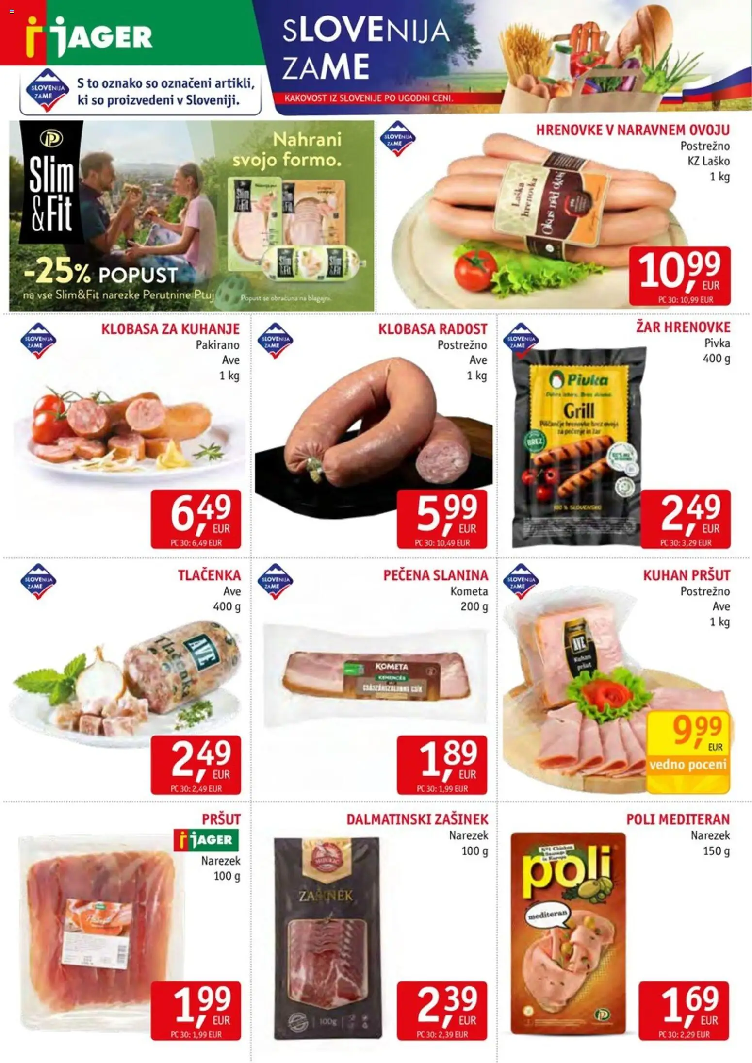Novi Jager katalog ponudbe – veljaven od 17.06.2026 | Stran: 2 | Izdelki: Hrenovke, Zar, Narezek, Slanina