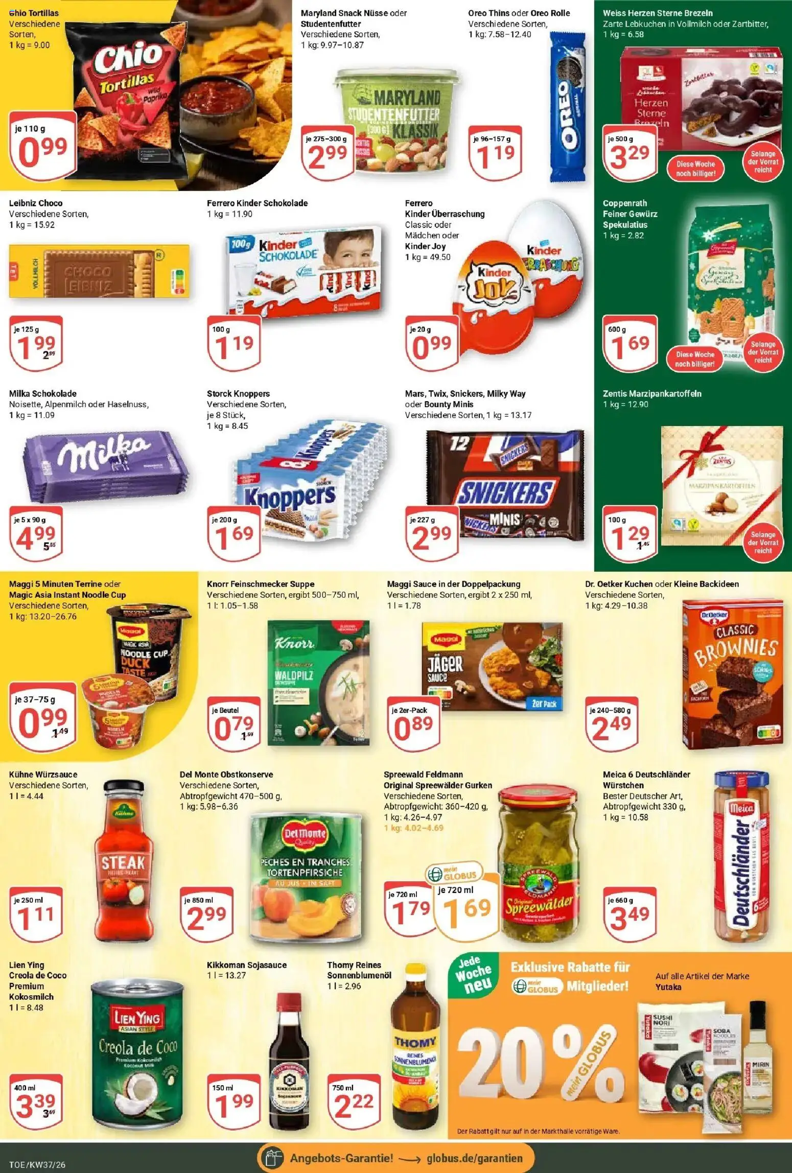 Globus Prospekt Tönisvorst – gültig ab 07.09.2026 | Seite: 15 | Produkte: Knorr, Knoppers, Kuchen, Gurken