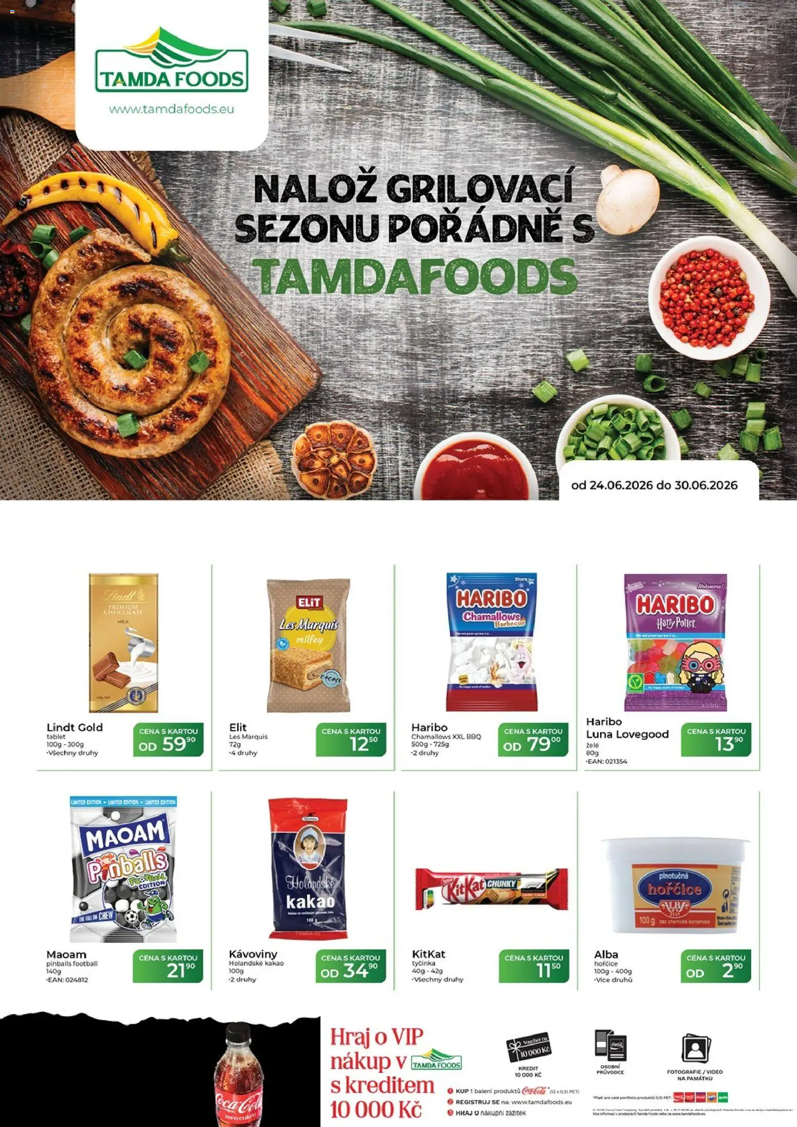 Tamda Foods leták od 24.06.2026 | Strana: 1 | Produkty: Lindt, Haribo, Hořčice, Kakao