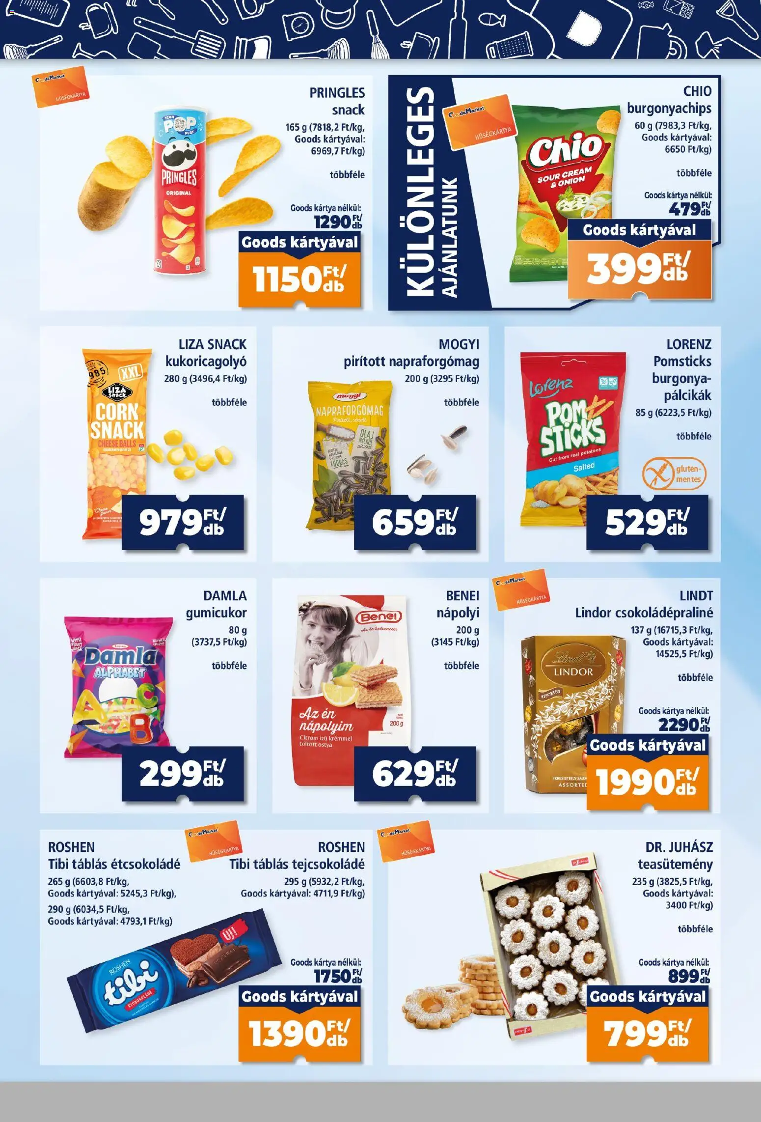 Goods Market akciós ujság - amely érvényes a következő dátumtól: 2026.10.08. | Oldal: 9 | Termékek: Ostya, Lindor, Teasütemény, Nápolyi