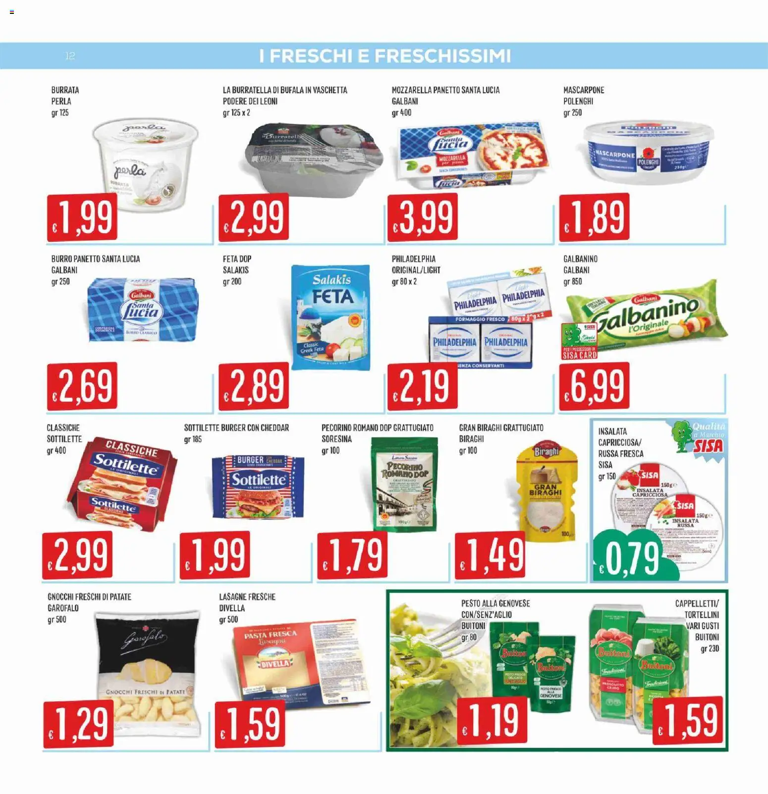 Volantino SISA del 06/08/2026 | Pagina: 12 | Prodotti: Formaggio, Pasta, Feta, Pecorino Romano