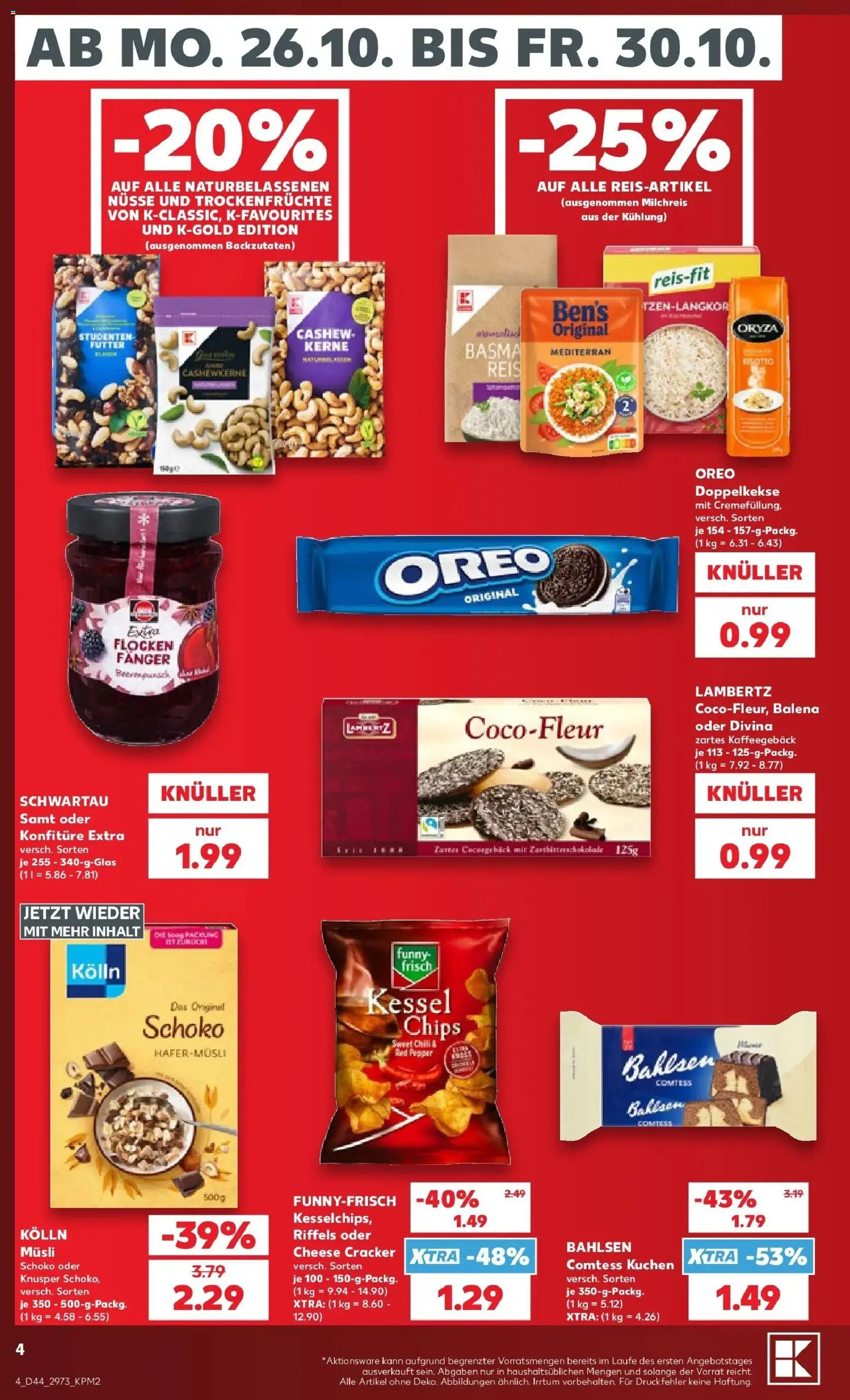 Prospekt Kaufland ab 26.10.2026 » Angebote Online zum Blättern | Seite: 8 | Produkte: Musli, Chips, Nüsse, Flocken