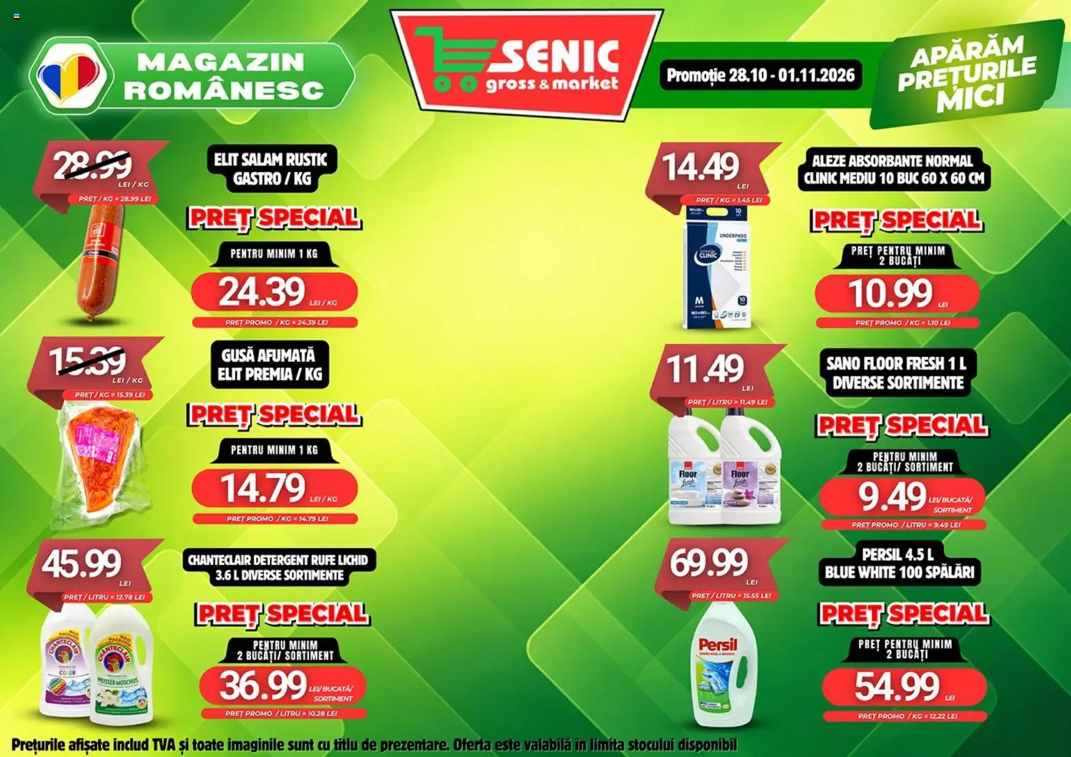 Noul catalog Senic – valabil de la 26.10.2026 | Pagină: 7 | Produse: Mici, Salam, Detergent, Absorbante