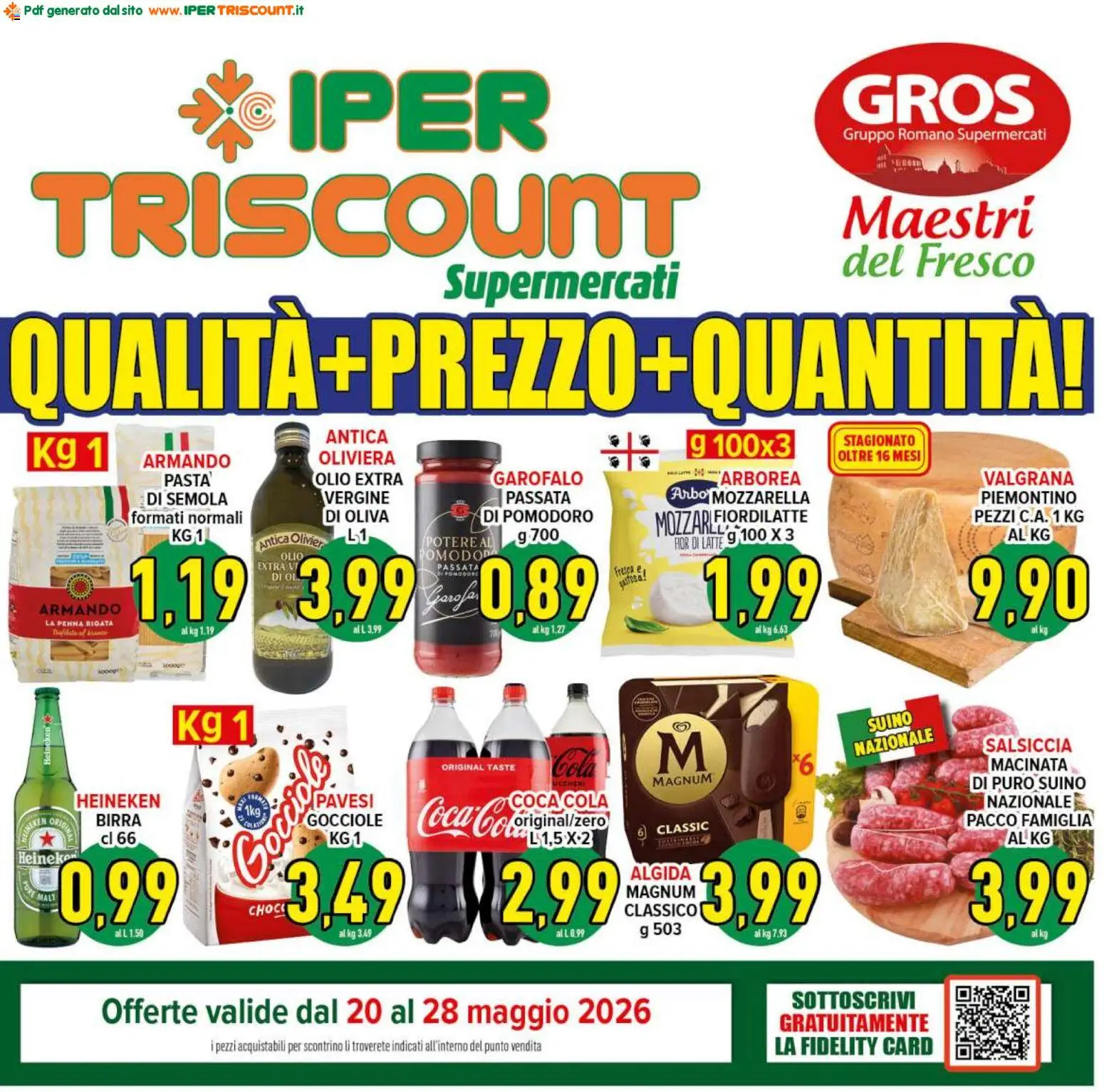 Volantino Ipertriscount del 20.05.2026 | Pagina: 1 | Prodotti: Pomodoro, Latte, Olio, Pasta
