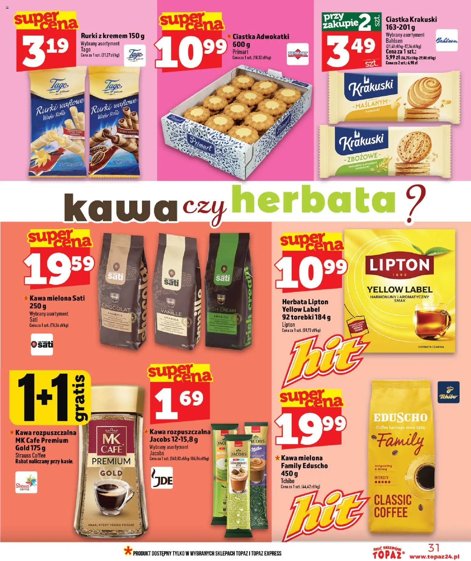 Topaz gazetka - MAZ od 09.07.2026 | Strona: 31 | Produkty: Tchibo, Kawa, Herbata, Ciastka