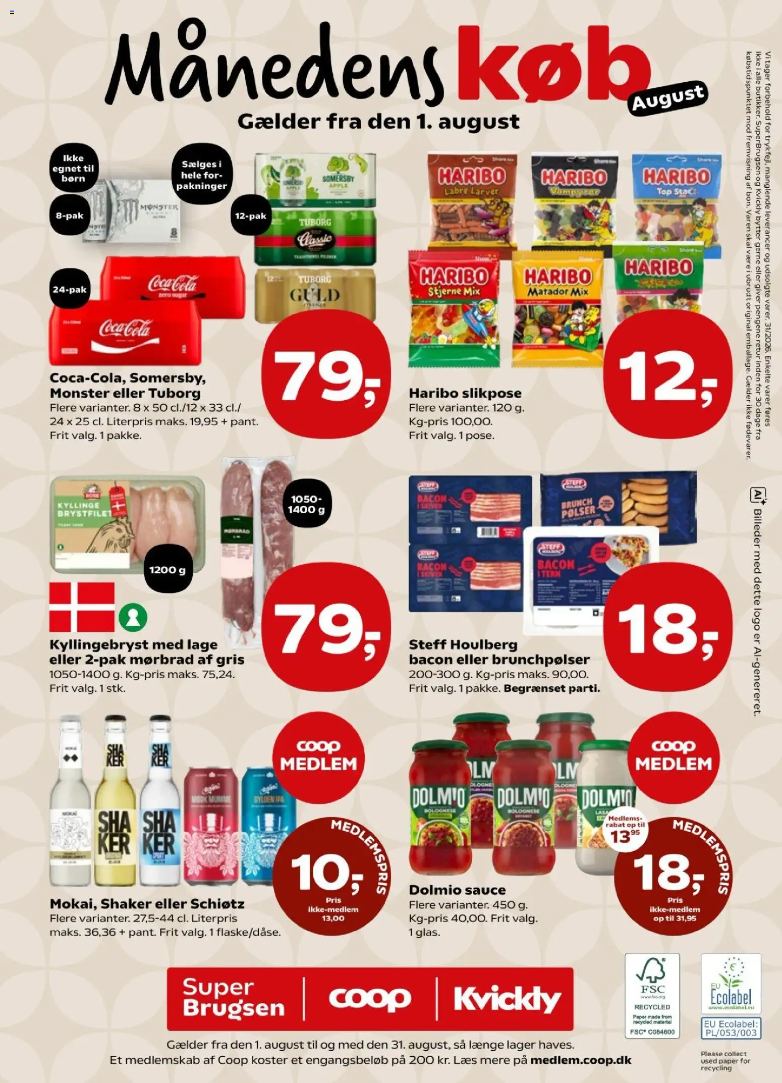 Kvickly tilbudsavis – gyldig fra 31/07/2026 | Side: 48 | Produkter: Pølser, Coca Cola, Cola, Bacon