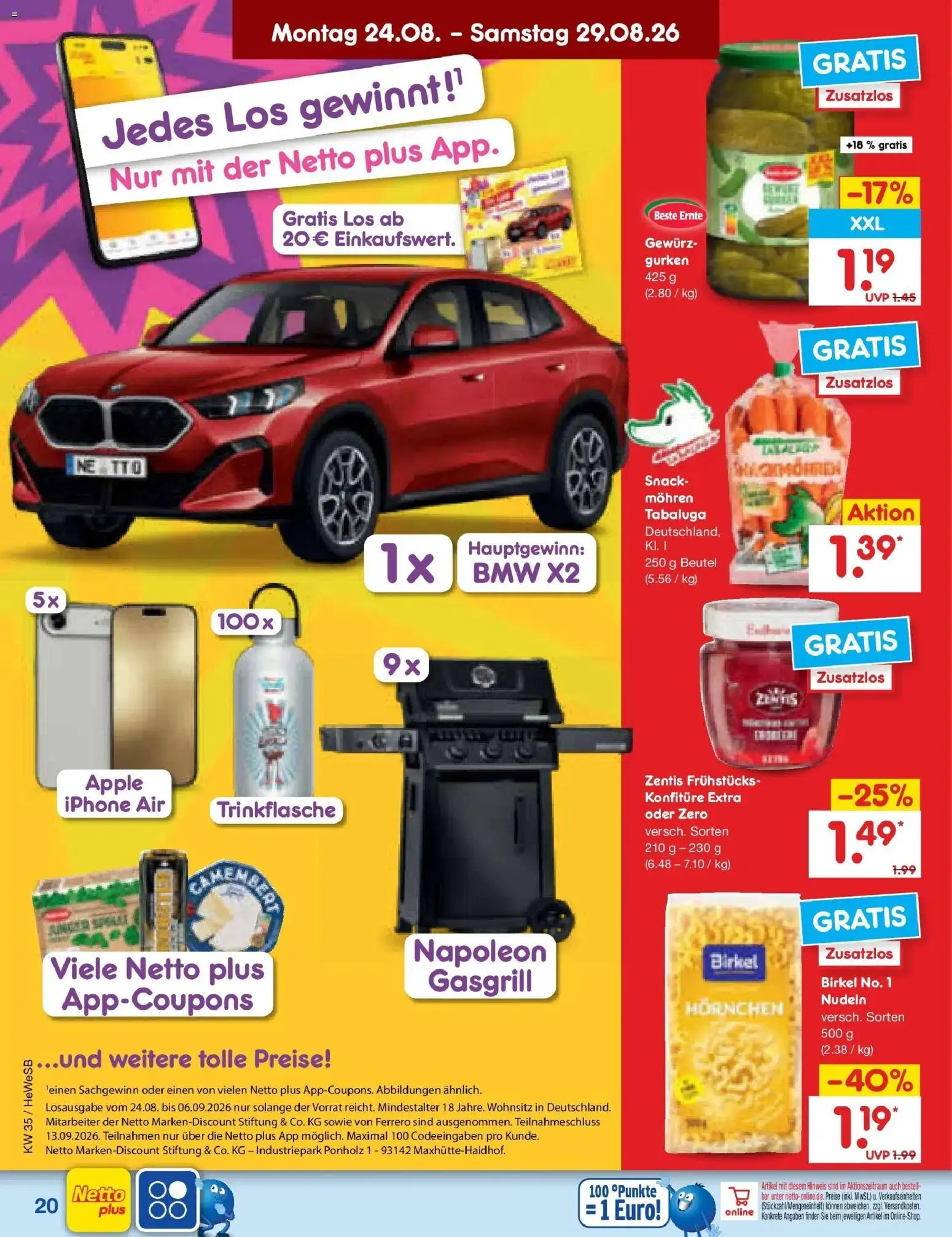 Netto Marken-Discount Prospekt Hamburg (ab 24.08.2026) » Angebote | Seite: 30 | Produkte: Apple, Mohren, Nudeln, Gurken