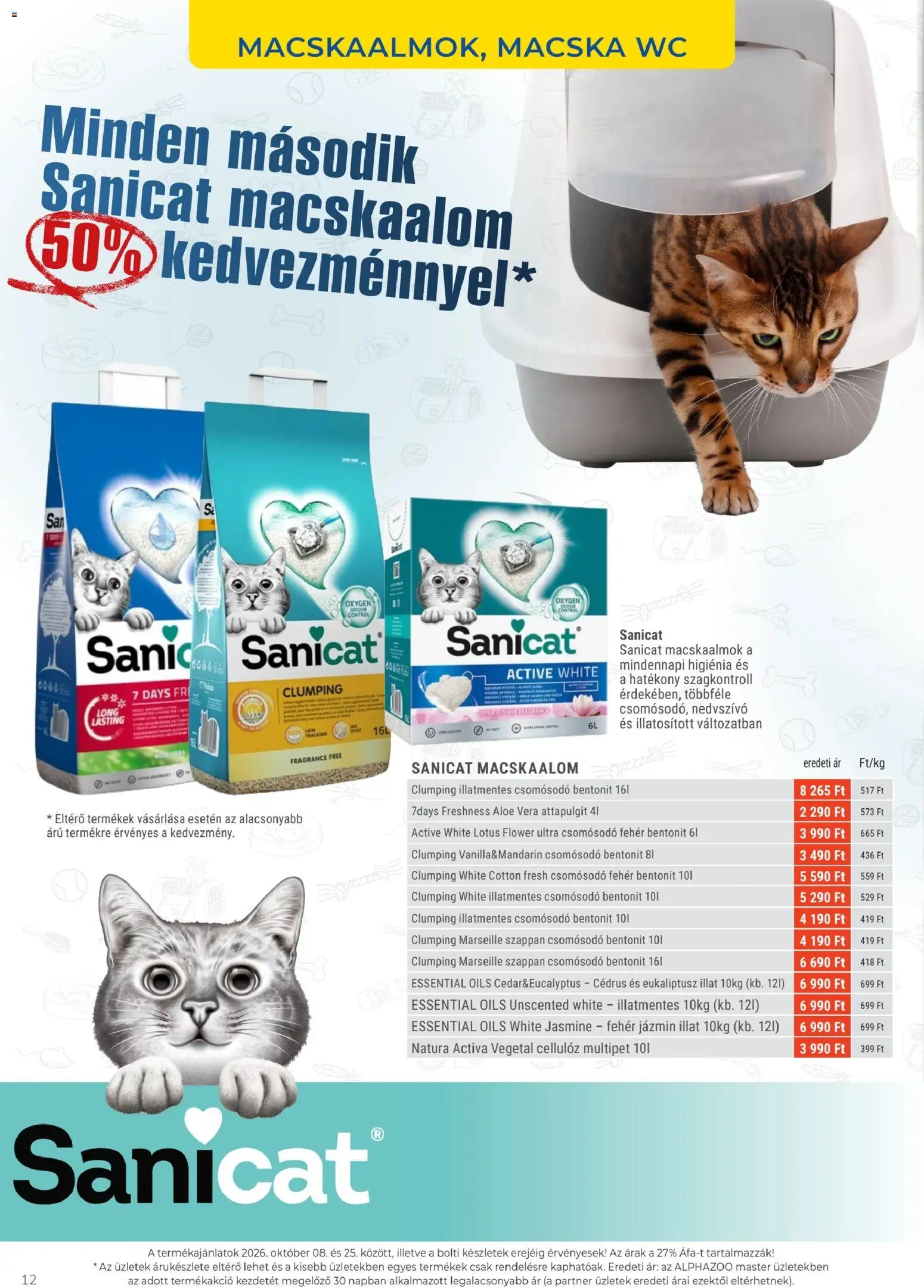 AlphaZoo akciós ujság - amely érvényes a következő dátumtól: 2026.10.08. | Oldal: 12 | Termékek: Macskaalom, WC, Aloe vera, Szappan