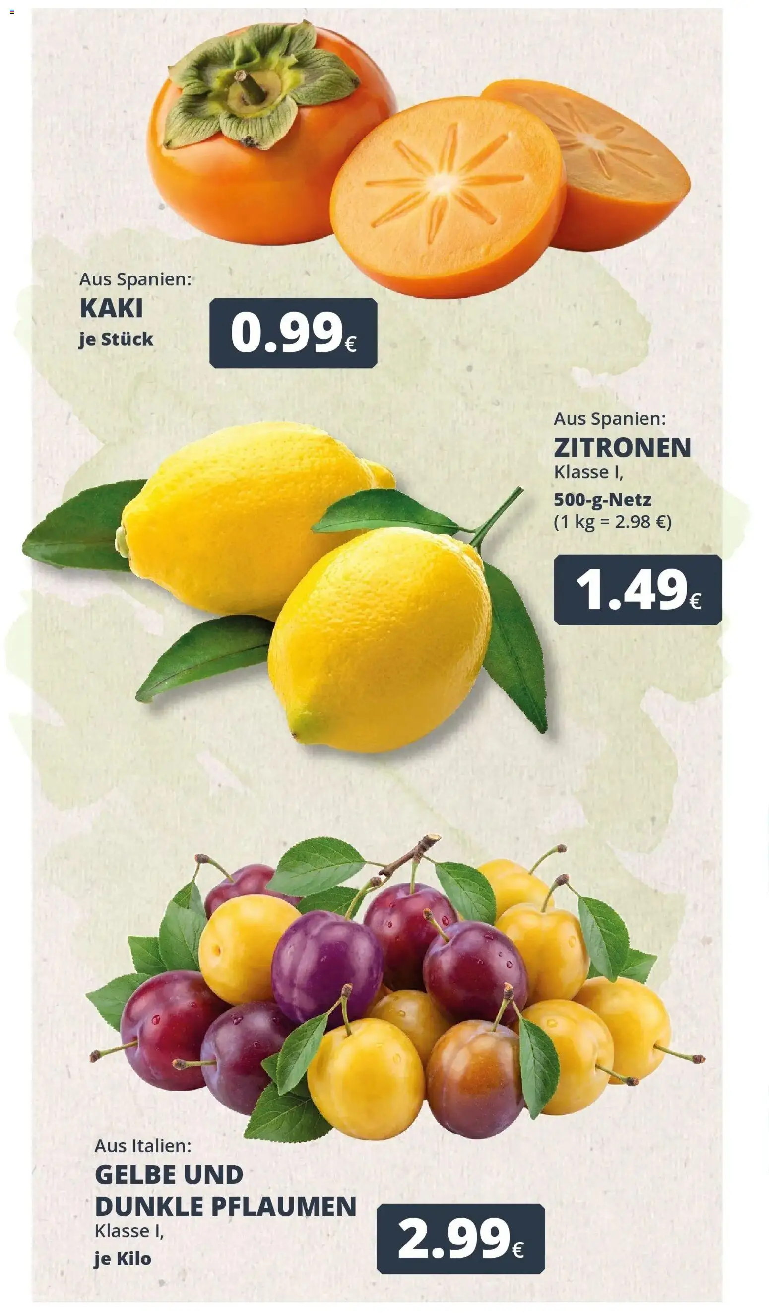 REWE Prospekt ab 19.10.2026 zum Blättern » Angebote | Seite: 2 | Produkte: Pflaumen, Kaki, Zitronen