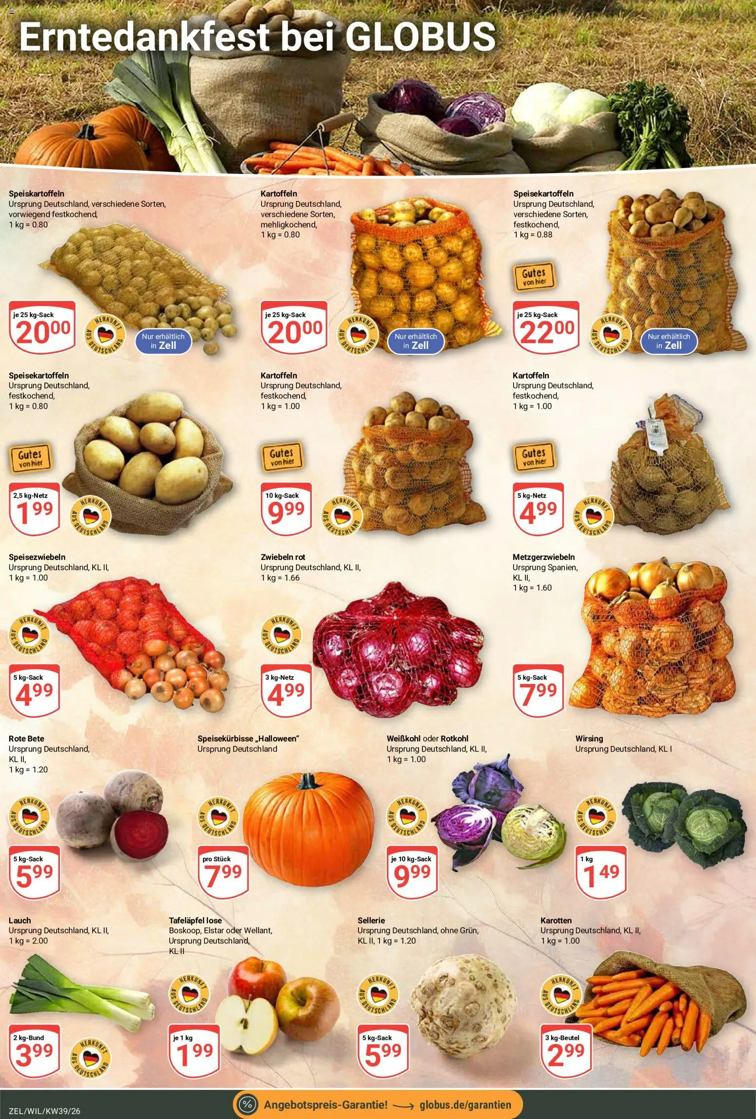 Globus Prospekt Zell – gültig ab 21.09.2026 | Seite: 9 | Produkte: Rotkohl, Kartoffeln, Zwiebeln, Lauch