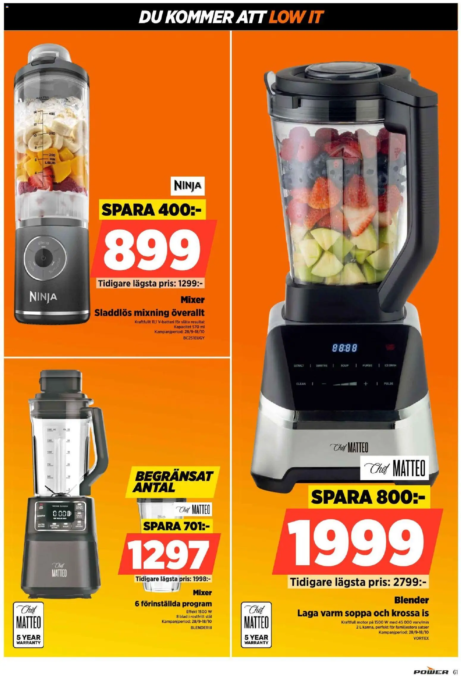 Power reklamblad aktuell från 12/10/2026 | Sida: 61 | Produkter: Mixer, Is, Blender, Soppa
