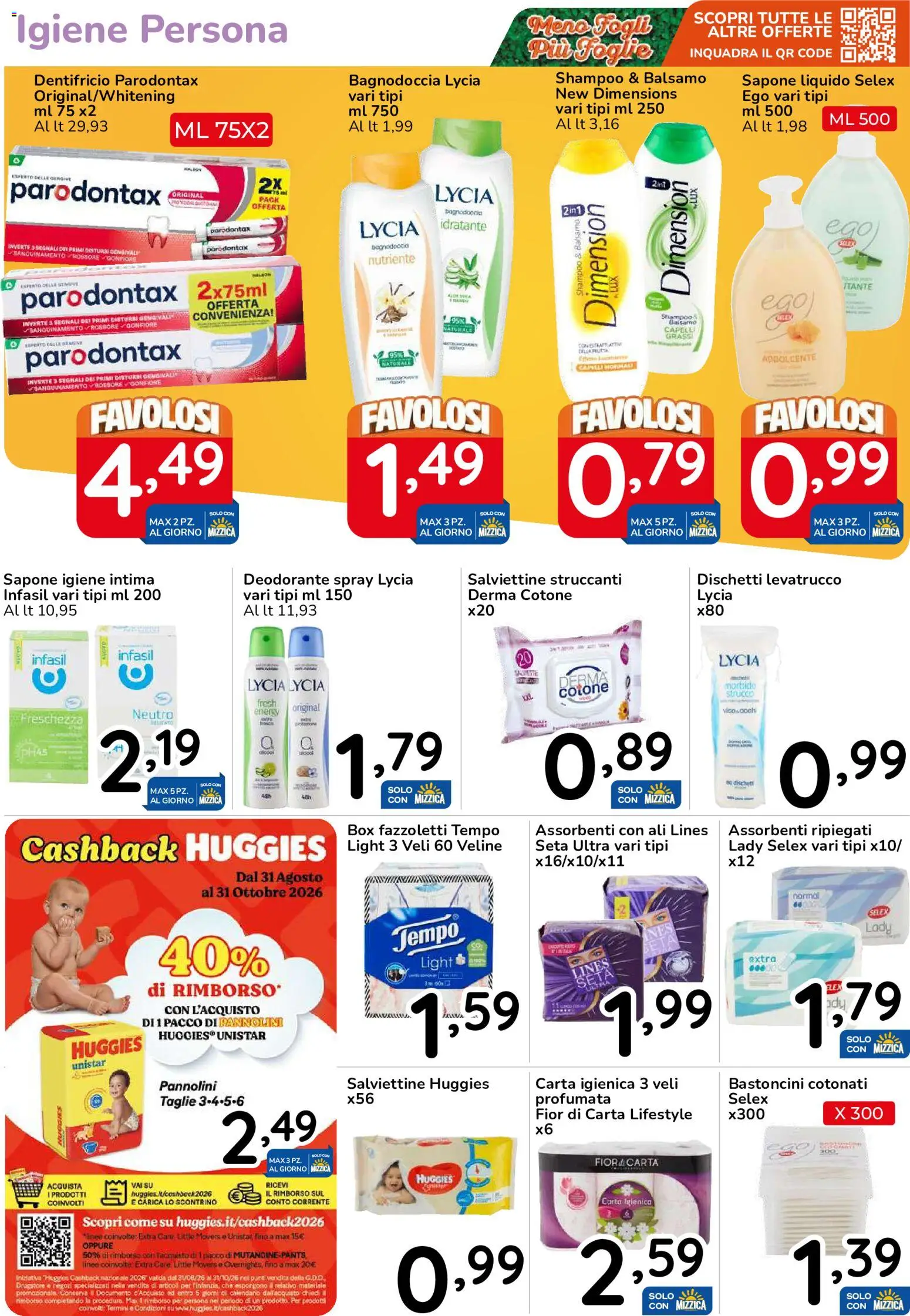 Volantino Famila del 30/09/2026 | Pagina: 34 | Prodotti: Balsamo, Igiene intima, Pannolini, Carta igienica