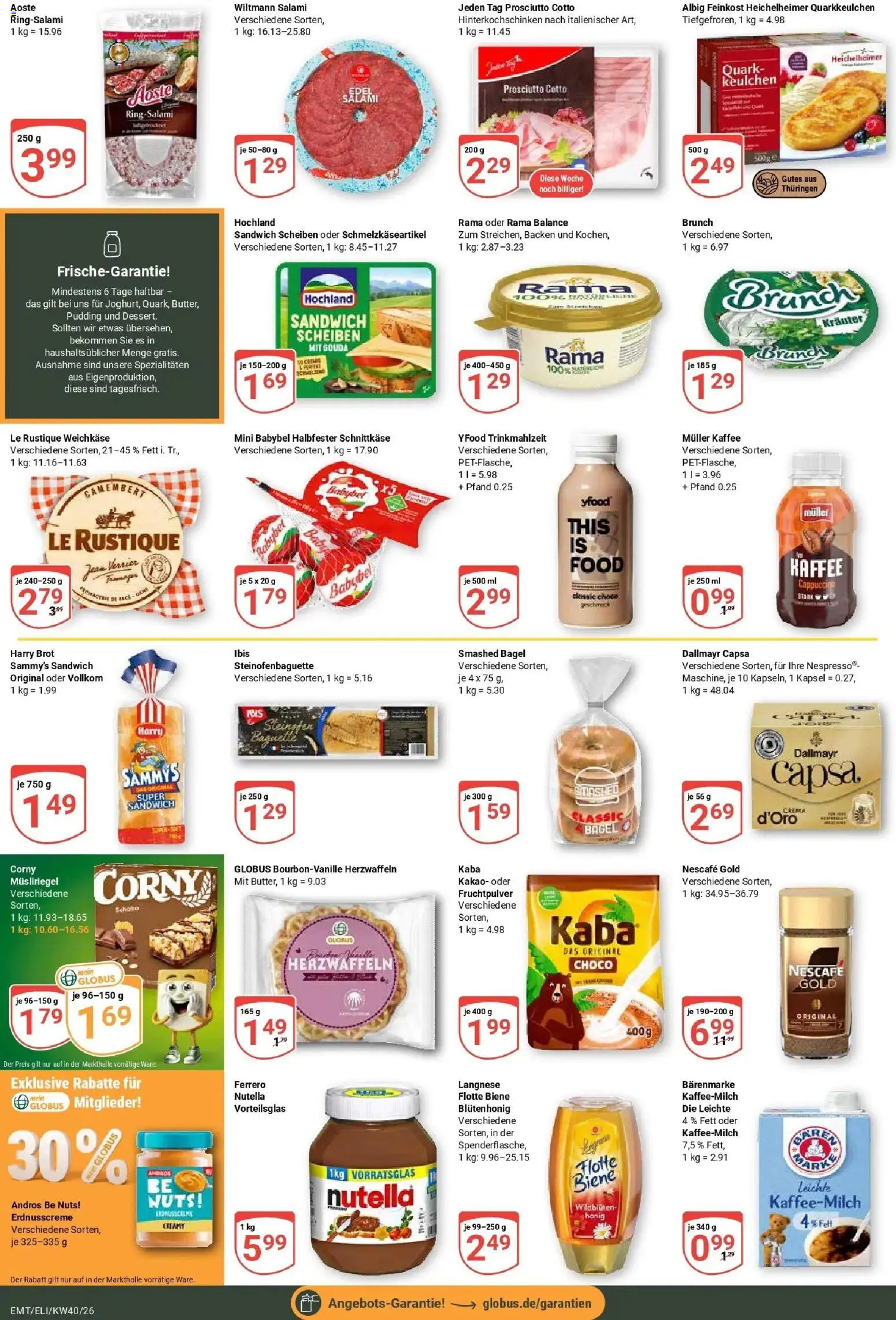 Globus Prospekt Mittelhausen (ab 28.09.2026) » Angebote online | Seite: 14 | Produkte: Langnese, Rama, Dallmayr, Nescafe gold