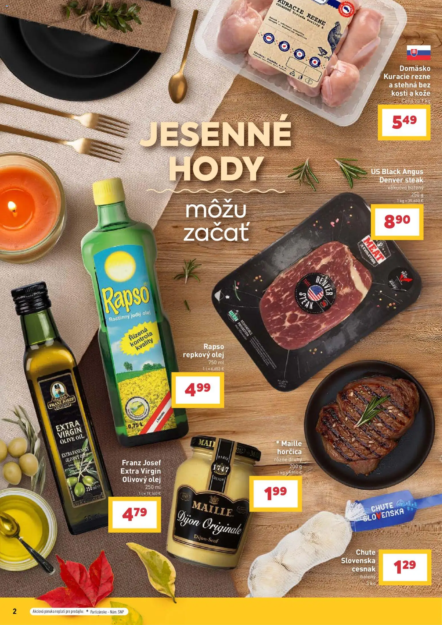 Nové Billa akcie – leták je platný od 09.09.2026 | Strana: 2 | Produkty: Olivový olej, Cesnak, Stehná, Rezne