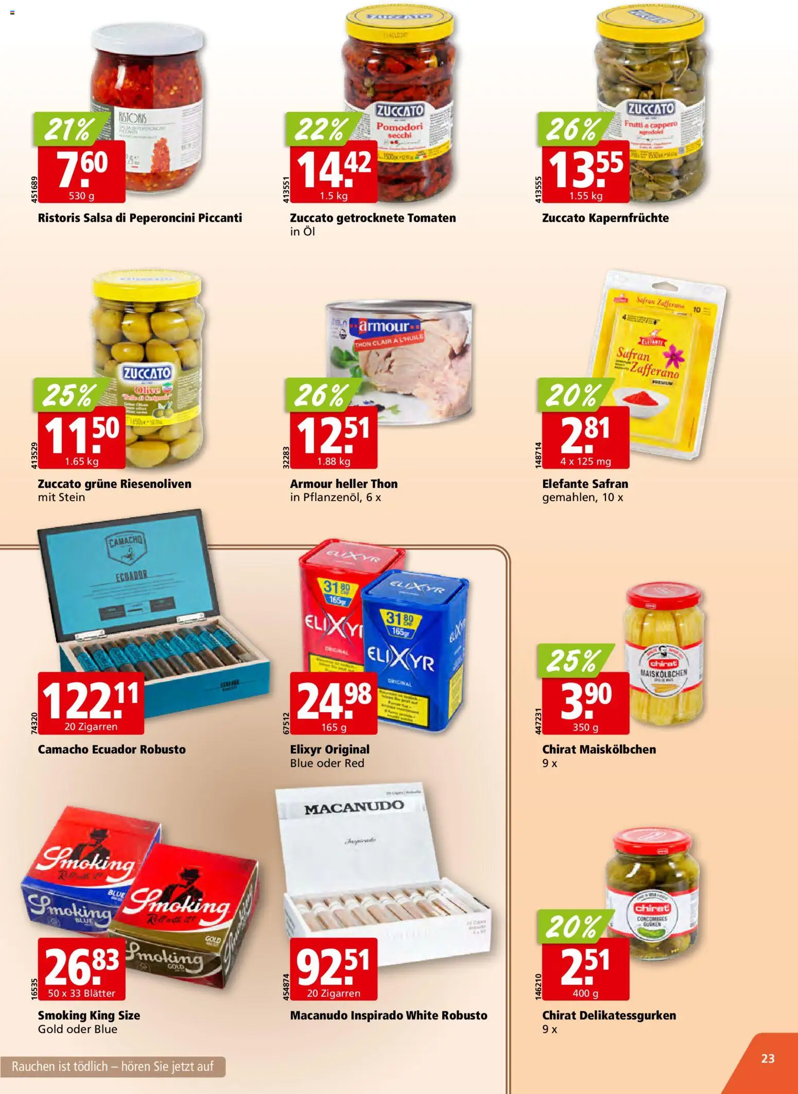 Aligro aktionen – gültig ab 19.10.2026 | Seite: 23 | Produkte: Smoking, Öl, Tomaten, Gurken
