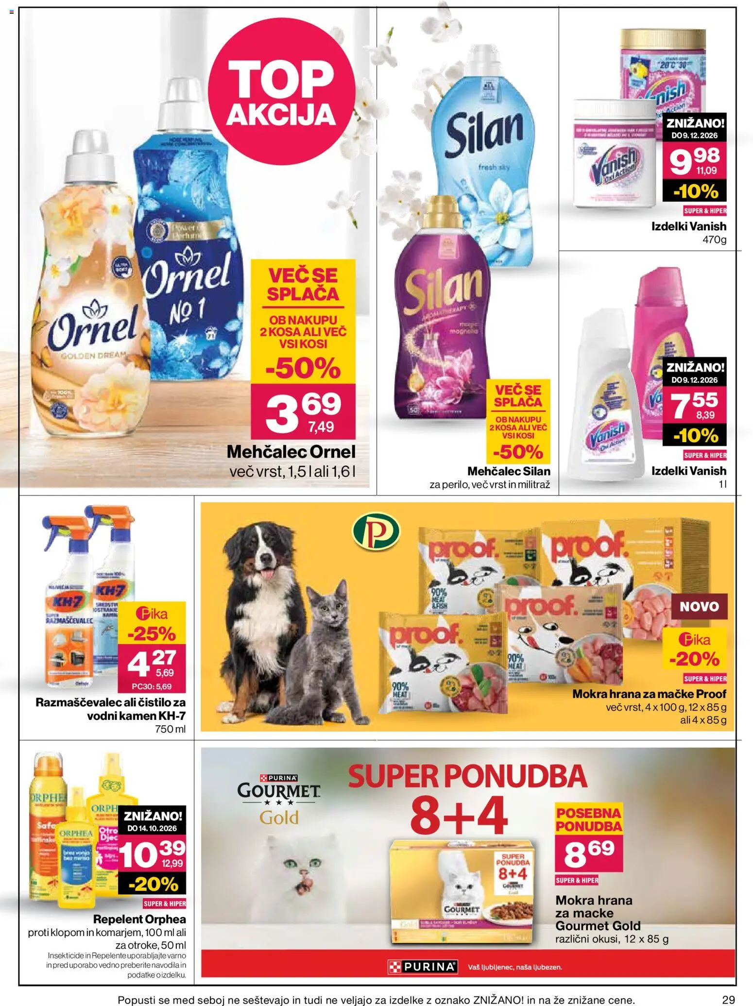 Novi Mercator katalog ponudbe – veljaven od 20.08.2026 | Stran: 29 | Izdelki: Repelent, Med, Hrana za mačke, Mehčalec