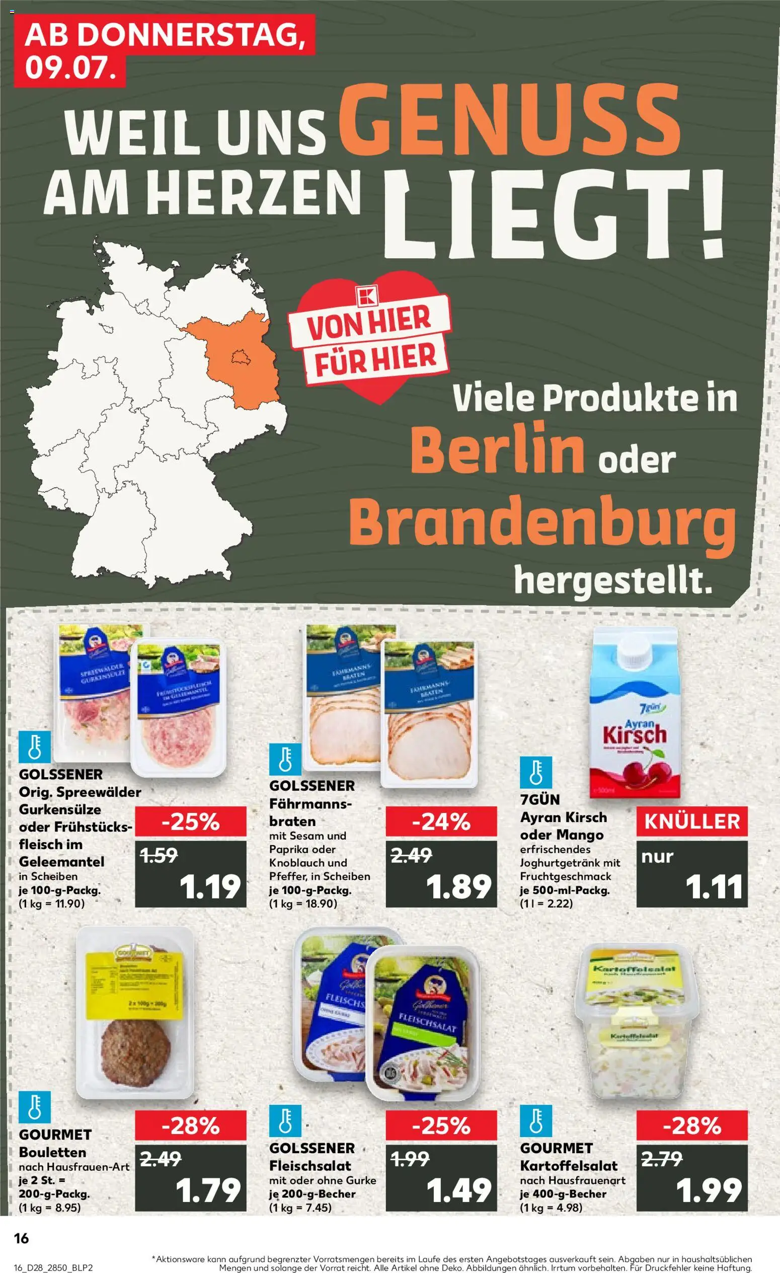Kaufland Prospekt Potsdam – gültig ab 09.07.2026 | Seite: 16 | Produkte: Paprika, Mango, Knoblauch, Fleisch