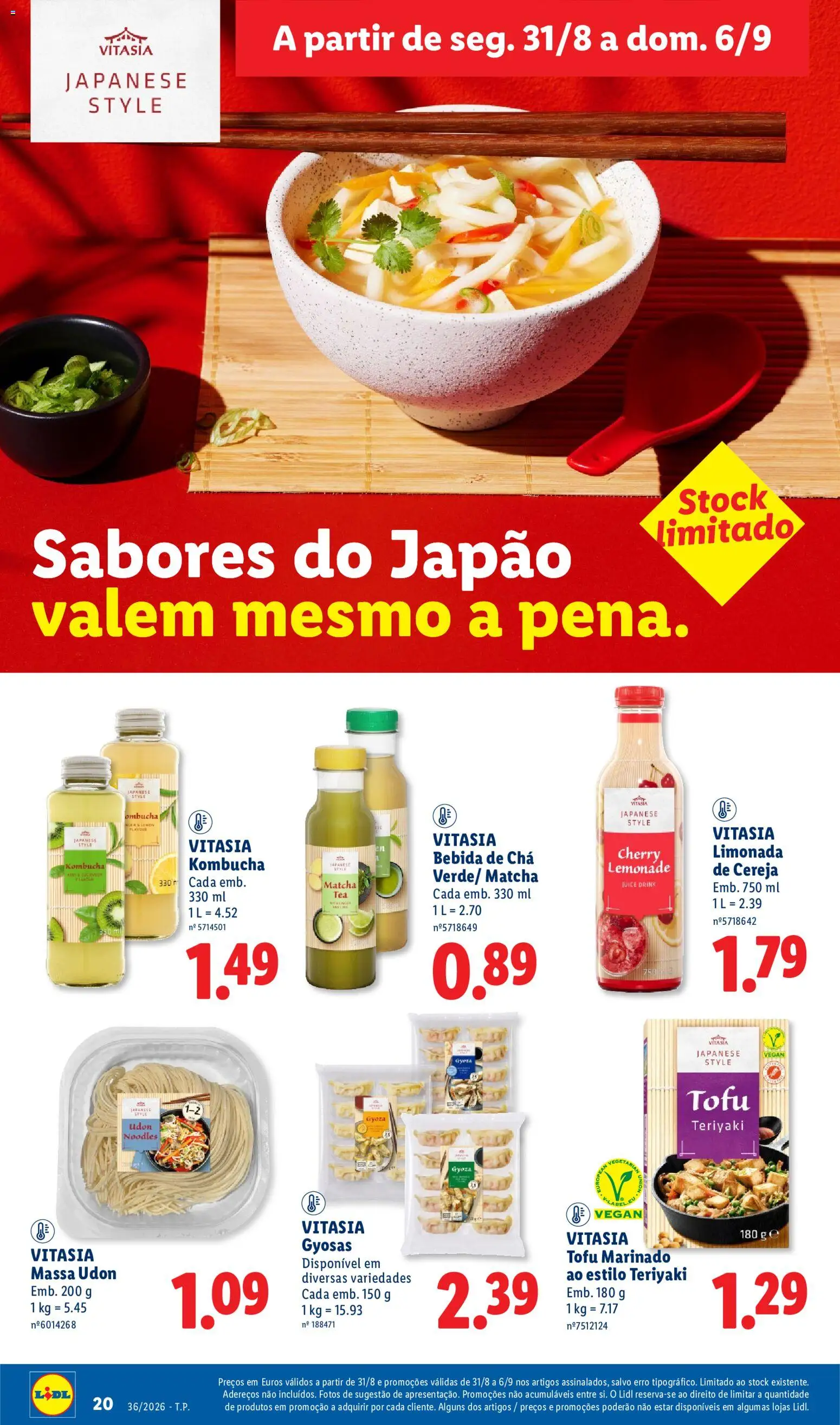 Lidl folheto │ válido de 31/08/2026 | Página: 20 | Produtos: Tofu, Chá, Massa, Limonada
