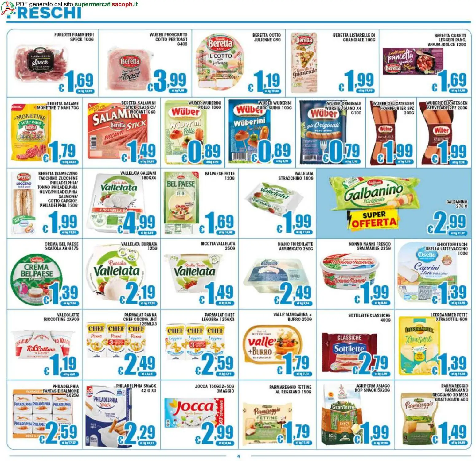 Volantino Sacoph del 08.05.2026 | Pagina: 4 | Prodotti: Speck, Pollo, Wurstel, Tonno