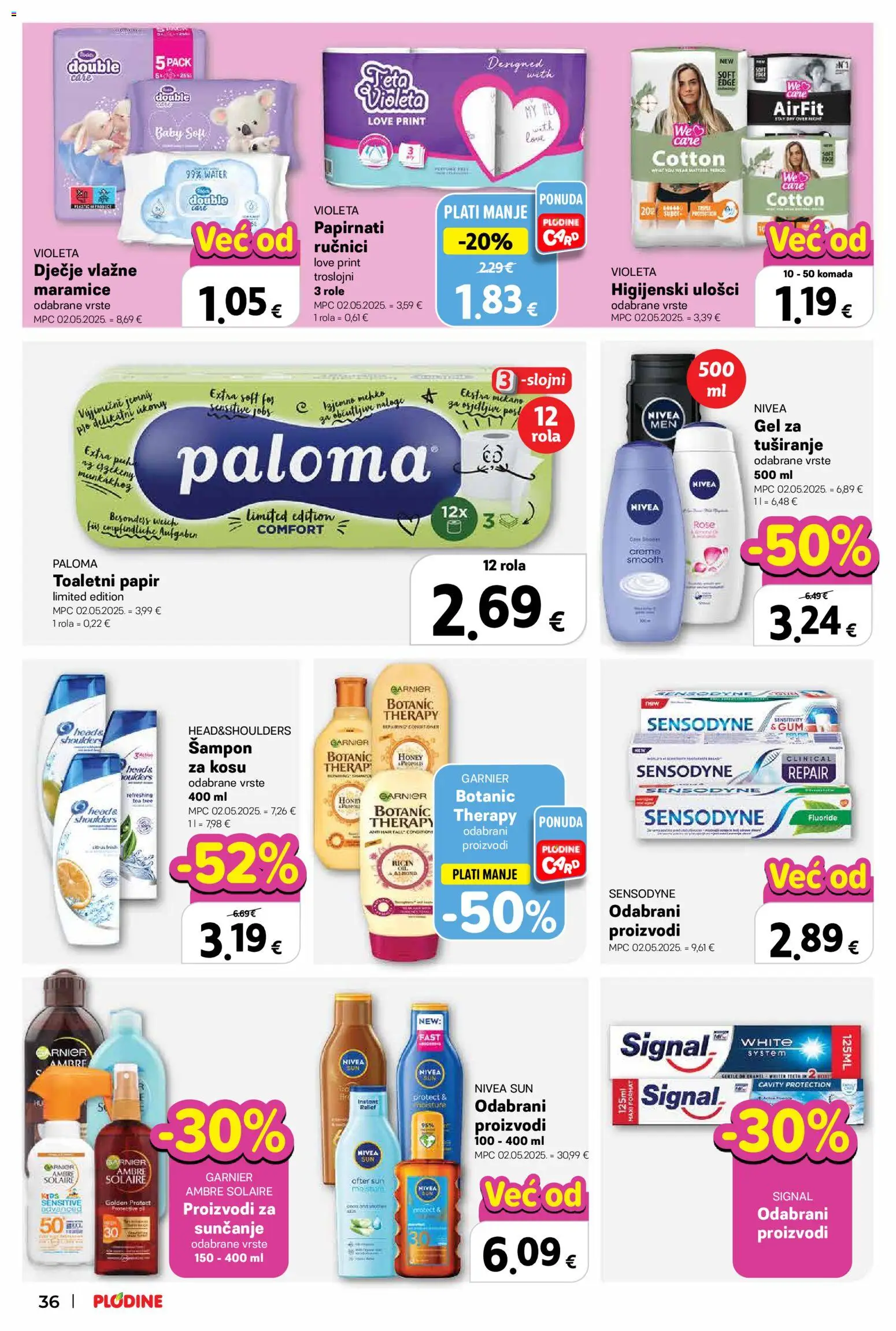 Plodine katalog | vrijedi od 20.05.2026 | Stranica: 38 | Proizvodi: Role, Higijenski ulošci, Sensodyne, Garnier