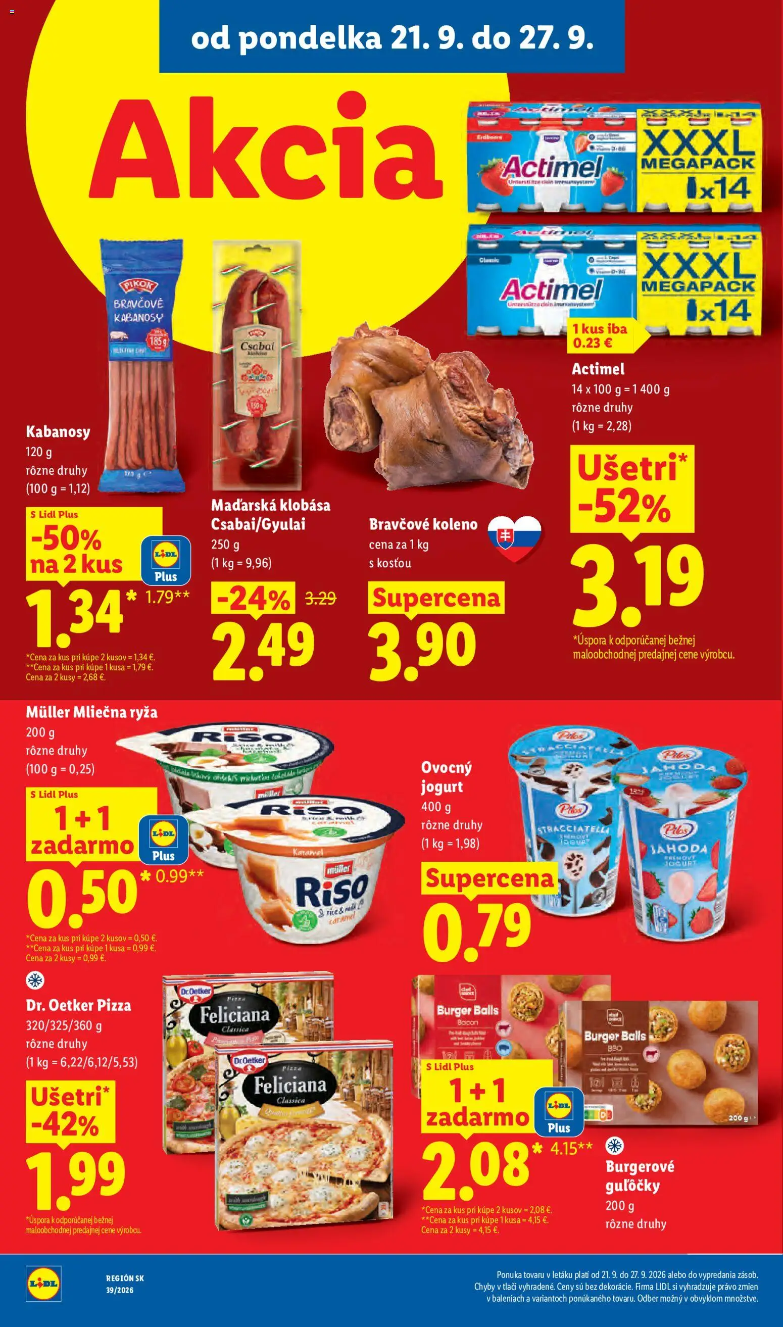 Nové Lidl akcie – leták je platný od 21.09.2026 | Strana: 40 | Produkty: Jogurt, Pizza, Ryža, Mliečna ryža