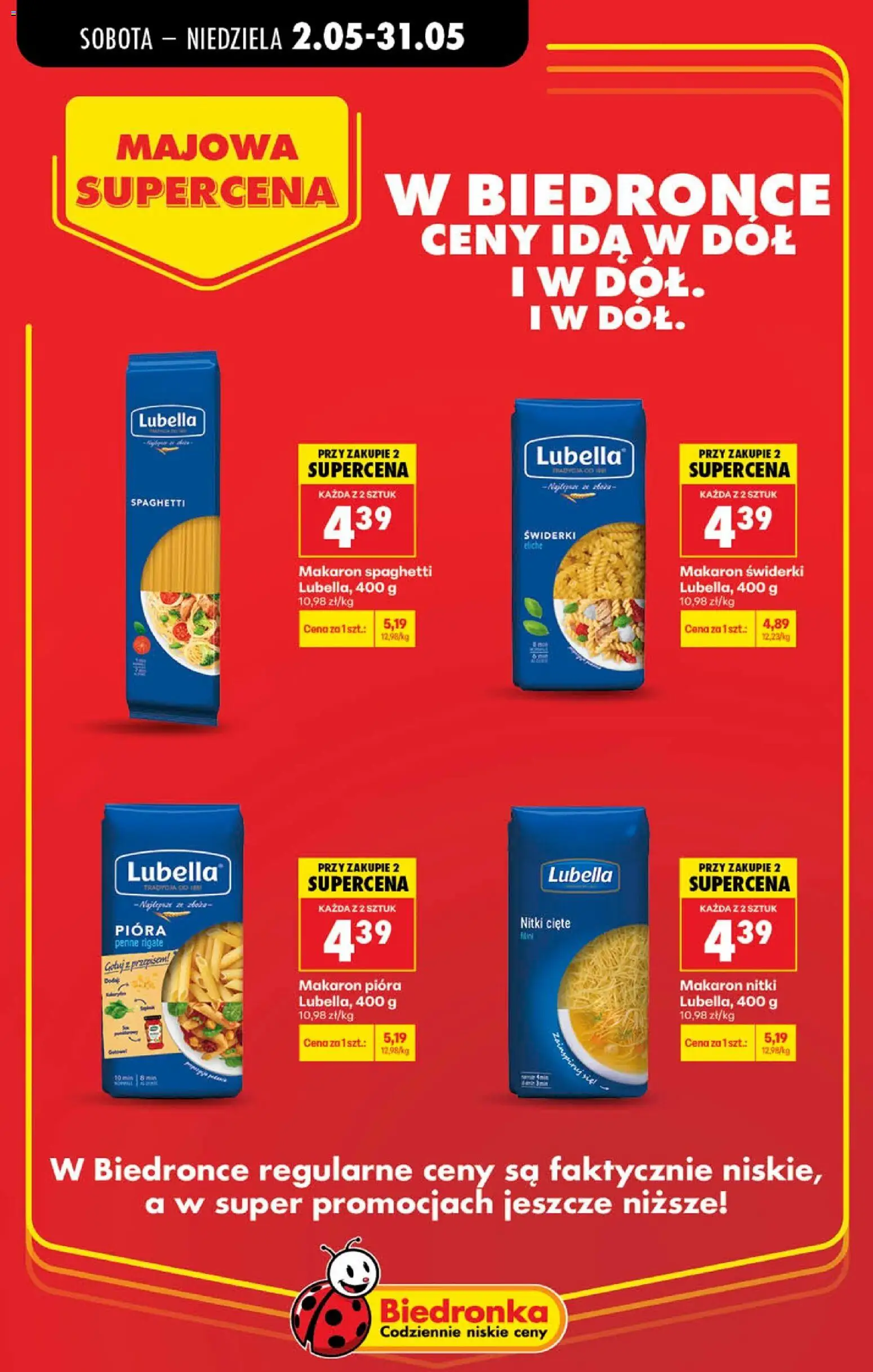 Biedronka gazetka - Majowa supercena od 02.05.2026 | Strona: 17 | Produkty: Penne, Makaron spaghetti, Makaron