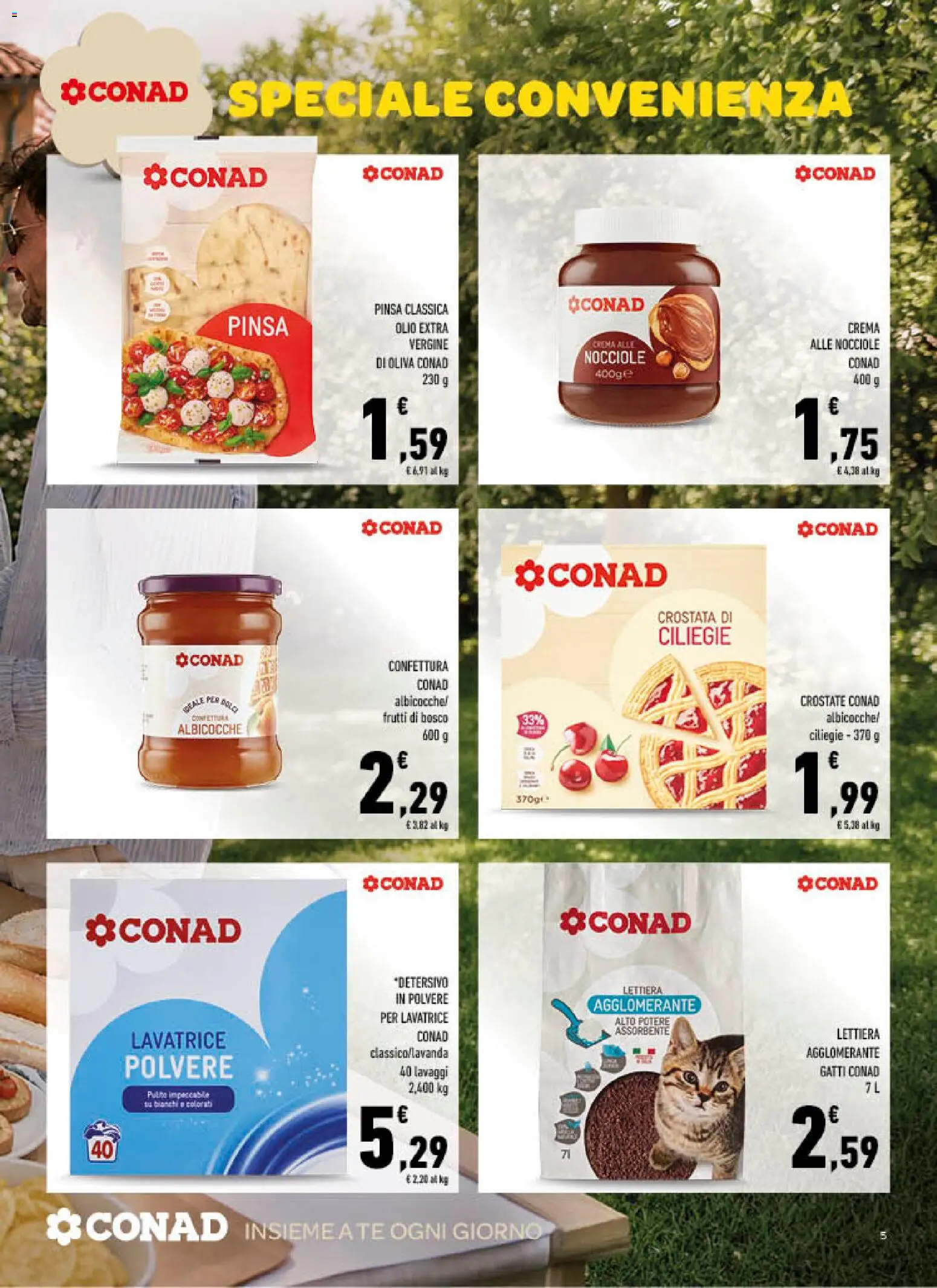 Volantino Conad del 10.06.2026 | Pagina: 5 | Prodotti: Crema, Detersivo in polvere, Tè, Olio extra vergine