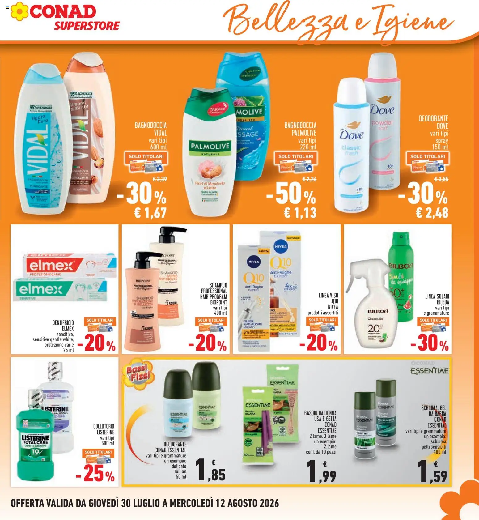 Volantino Conad del 30/07/2026 | Pagina: 21 | Prodotti: Deodorante, Dentifricio, Collutorio, Bagno