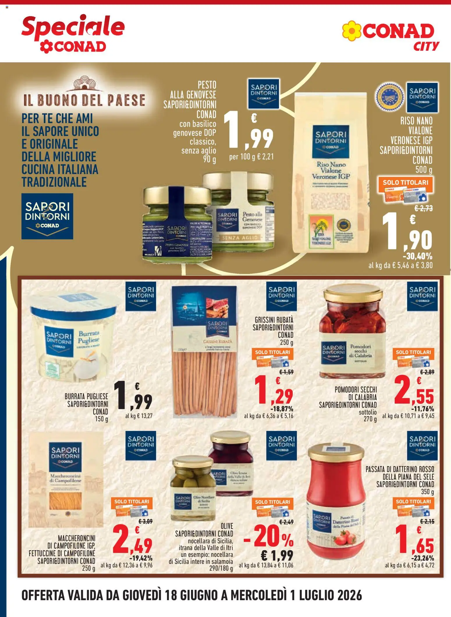 Volantino Conad del 18.06.2026 | Pagina: 12 | Prodotti: Riso, Pomodori, Basilico, Grissini