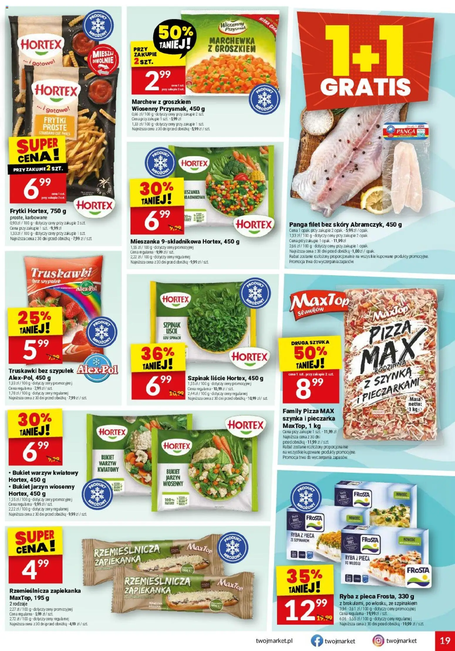 Twój Market gazetka od 22.07.2026 | Strona: 19 | Produkty: Zapiekanka, Pizza, Truskawki, Truskawki bez szypułek