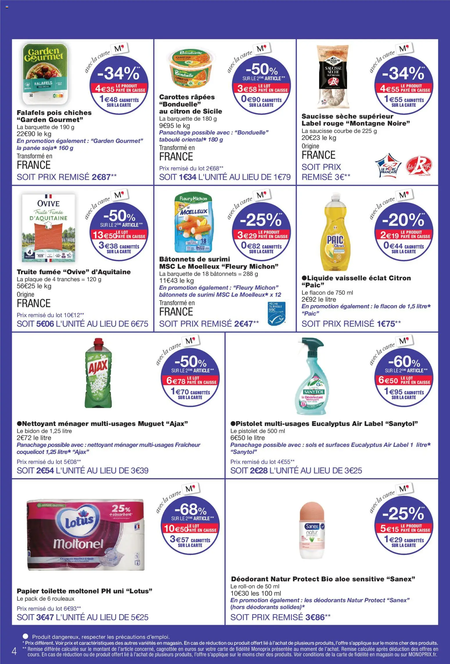 {H1} | Page: 4 | Produits: Vaisselle, Ajax, Pêche, Pois