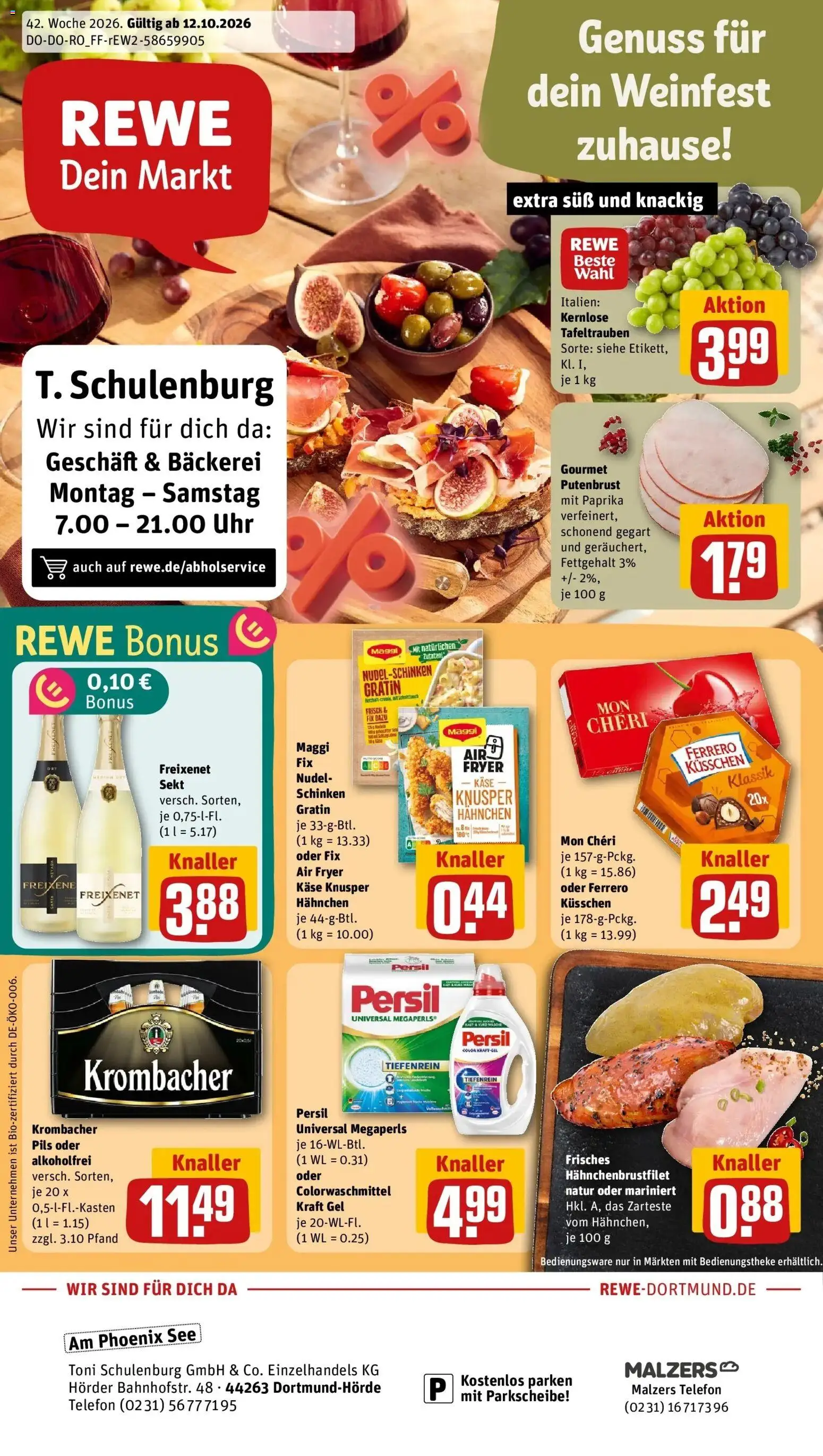 REWE Prospekt ab 12.10.2026 zum Blättern » Angebote | Seite: 1 | Produkte: Freixenet, Paprika, Krombacher, Schinken