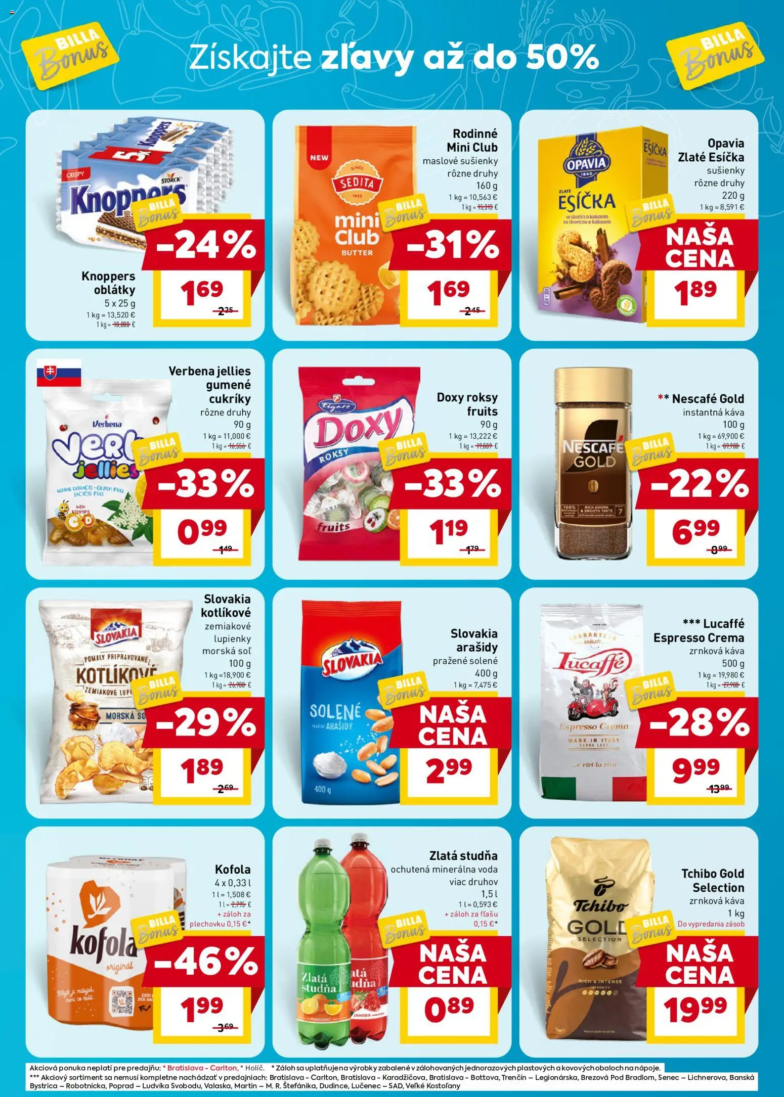 Nové Billa akcie – leták je platný od 17.06.2026 | Strana: 5 | Produkty: Píla, Cukríky, Voda, Arašidy